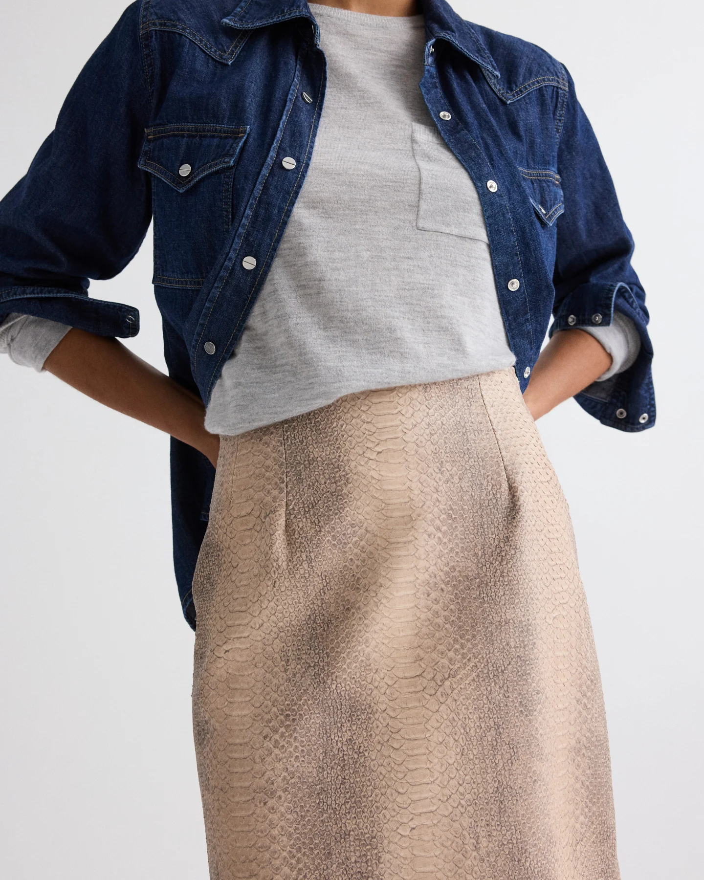 Miles Skirt in Embossed Python Leather - Image 4