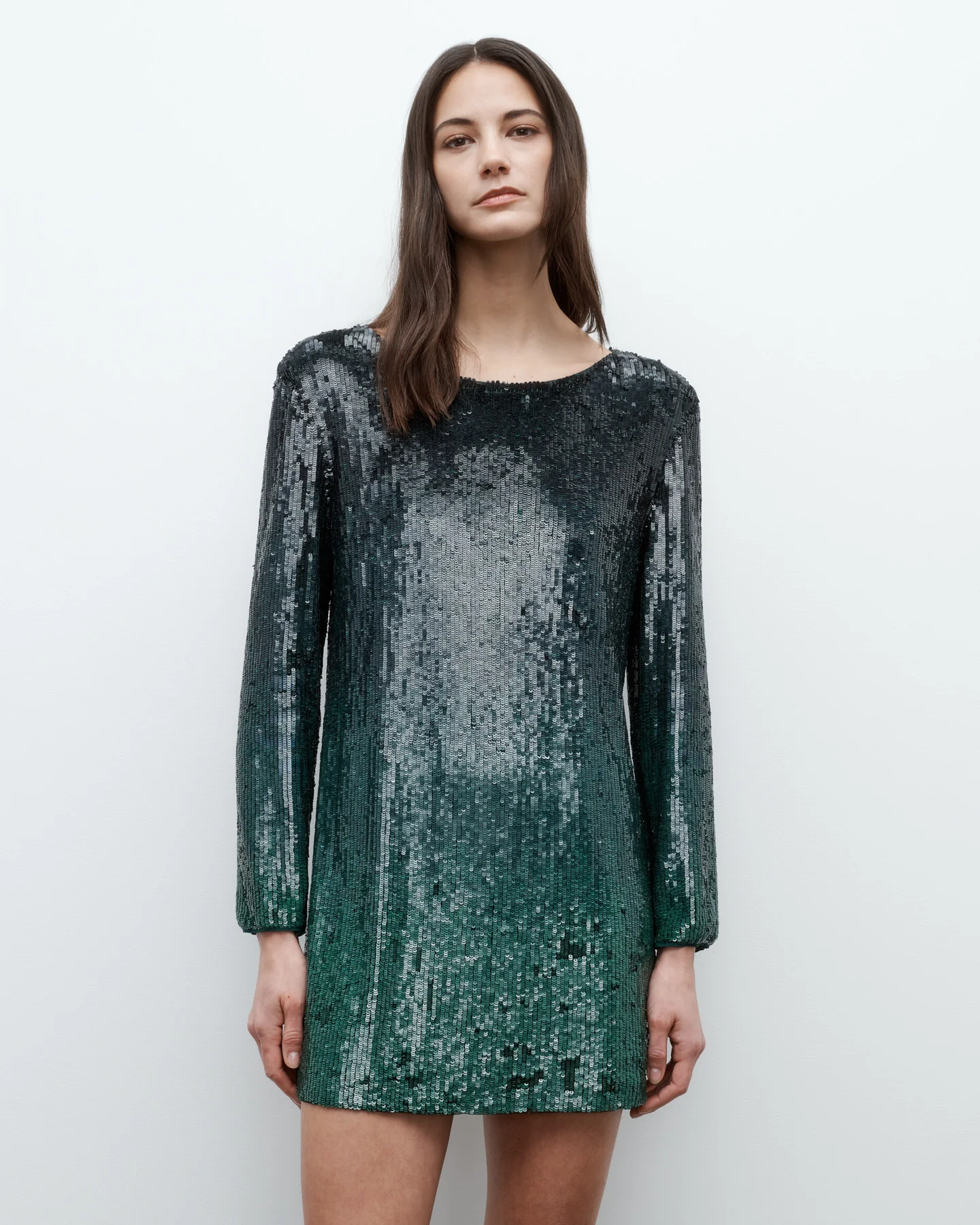 Mini T Shirt Dress in Fishscale Sequins - Image 2