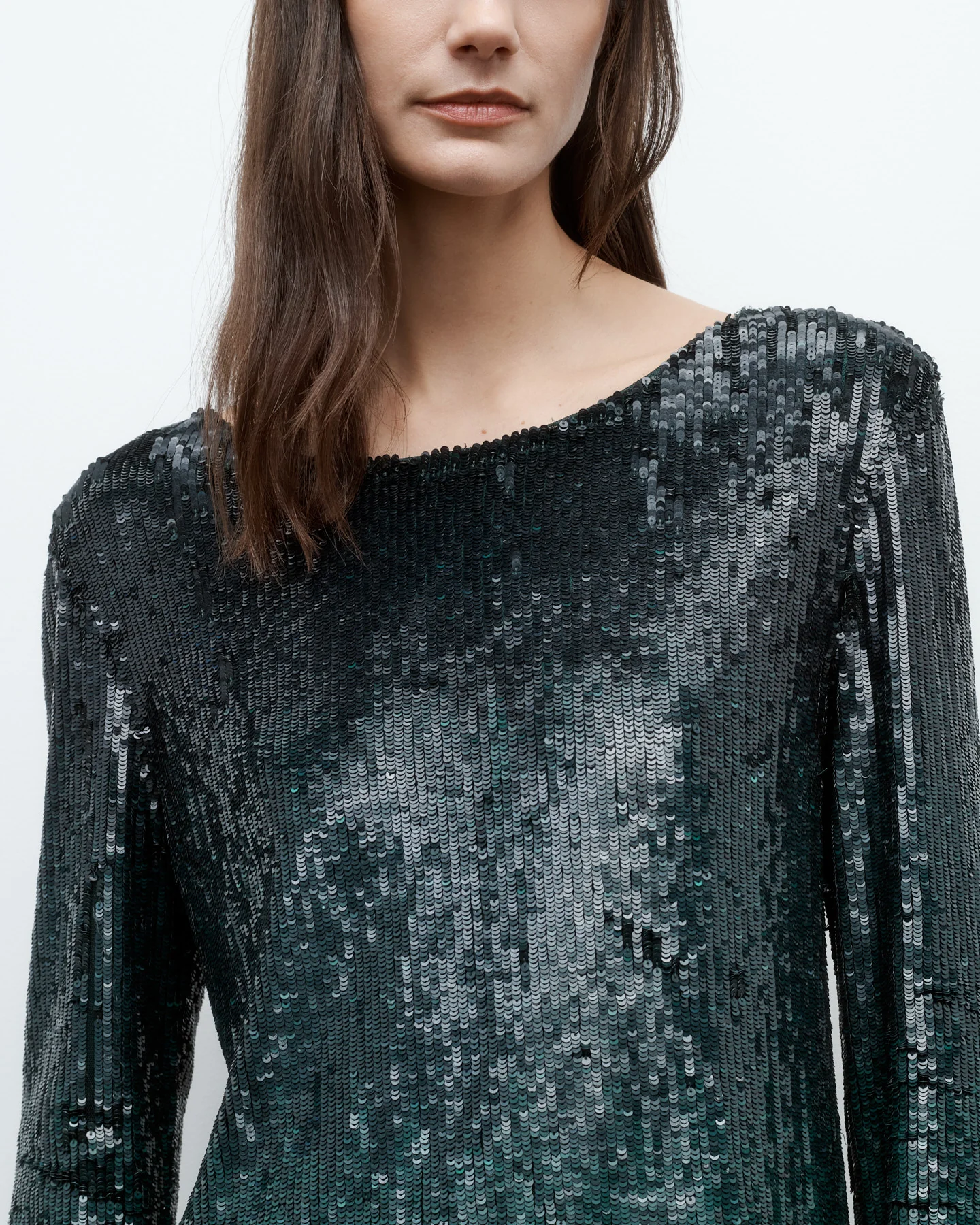 Mini T Shirt Dress in Fishscale Sequins - Image 3