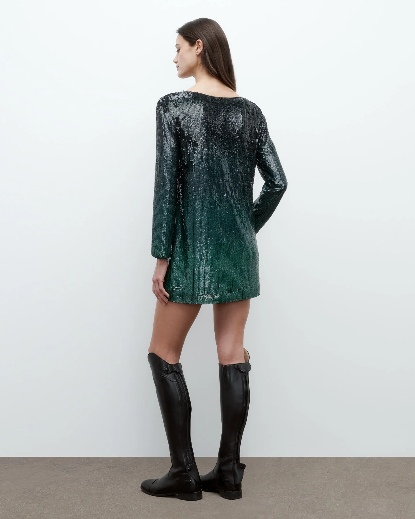 Mini T Shirt Dress in Fishscale Sequins - Image 5