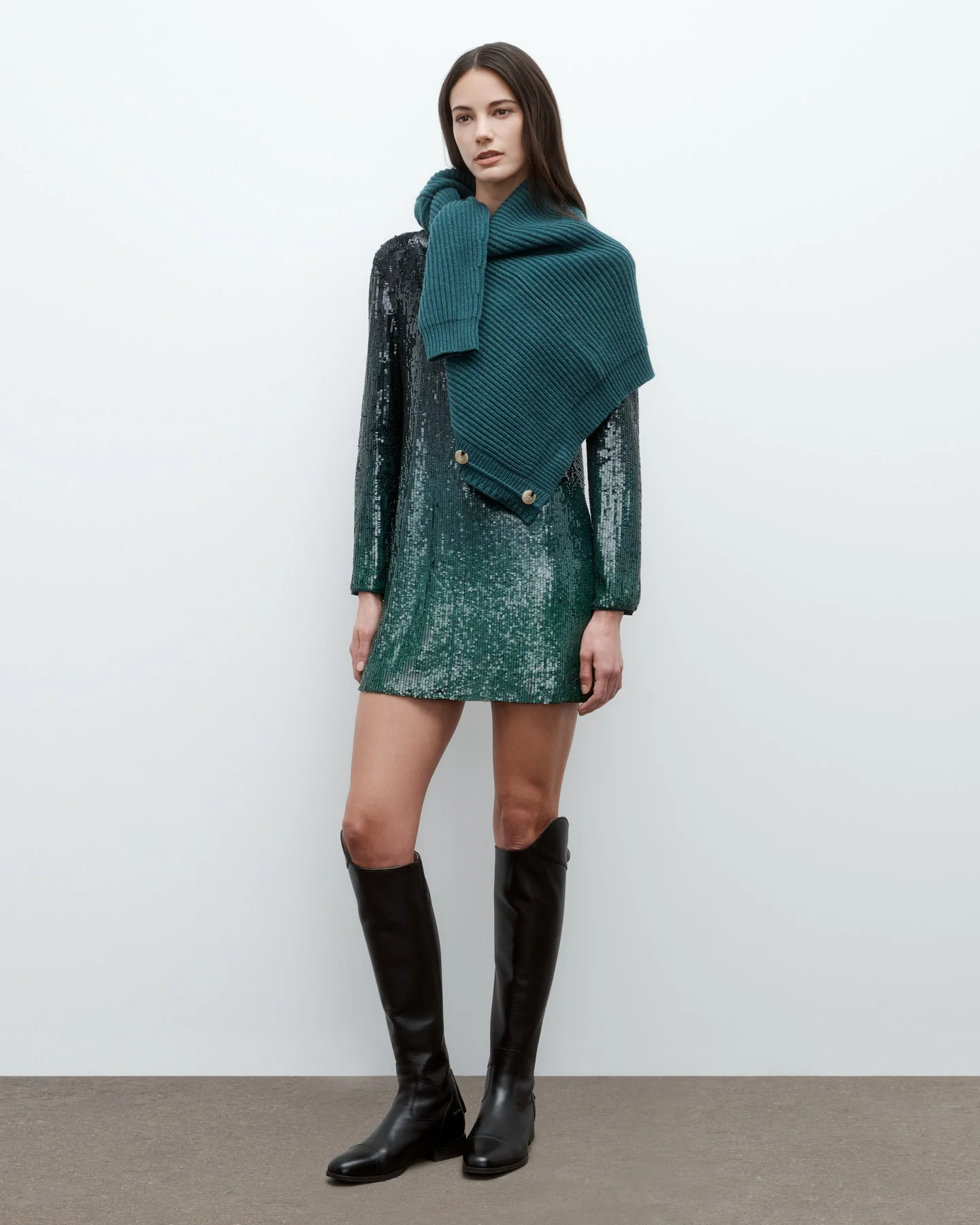 Mini T Shirt Dress in Fishscale Sequins - Image 7