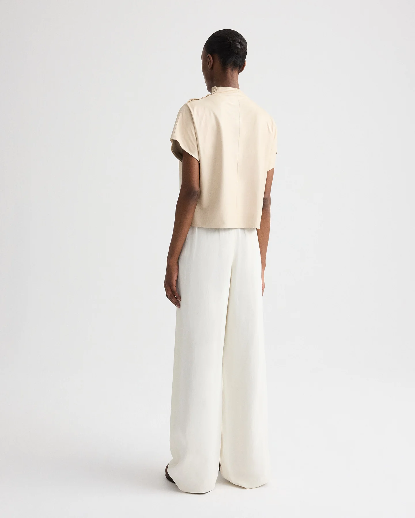 Mock Neck Tee in Paper Leather - Image 5