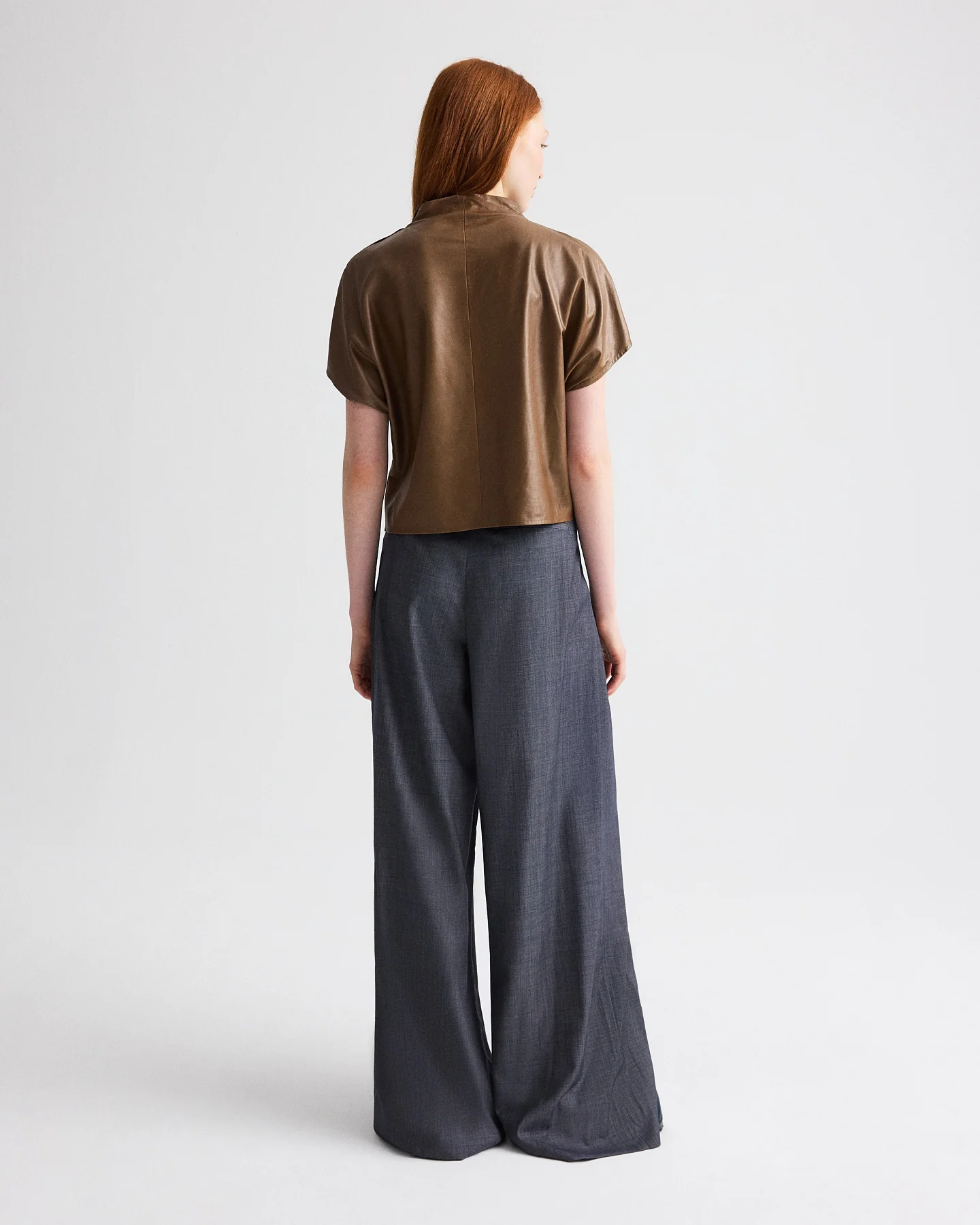 Mock Neck Tee in Paper Leather - Image 5