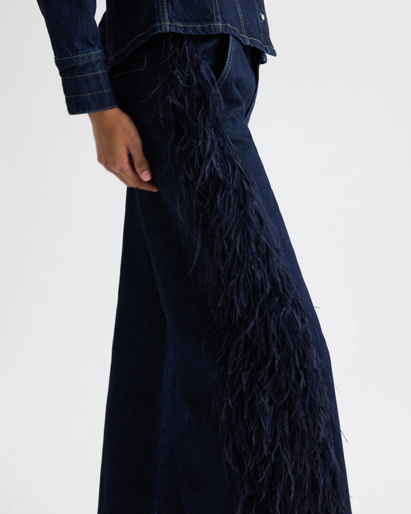 Mott St. Jean with Feathers in Heavy Denim - Image 4