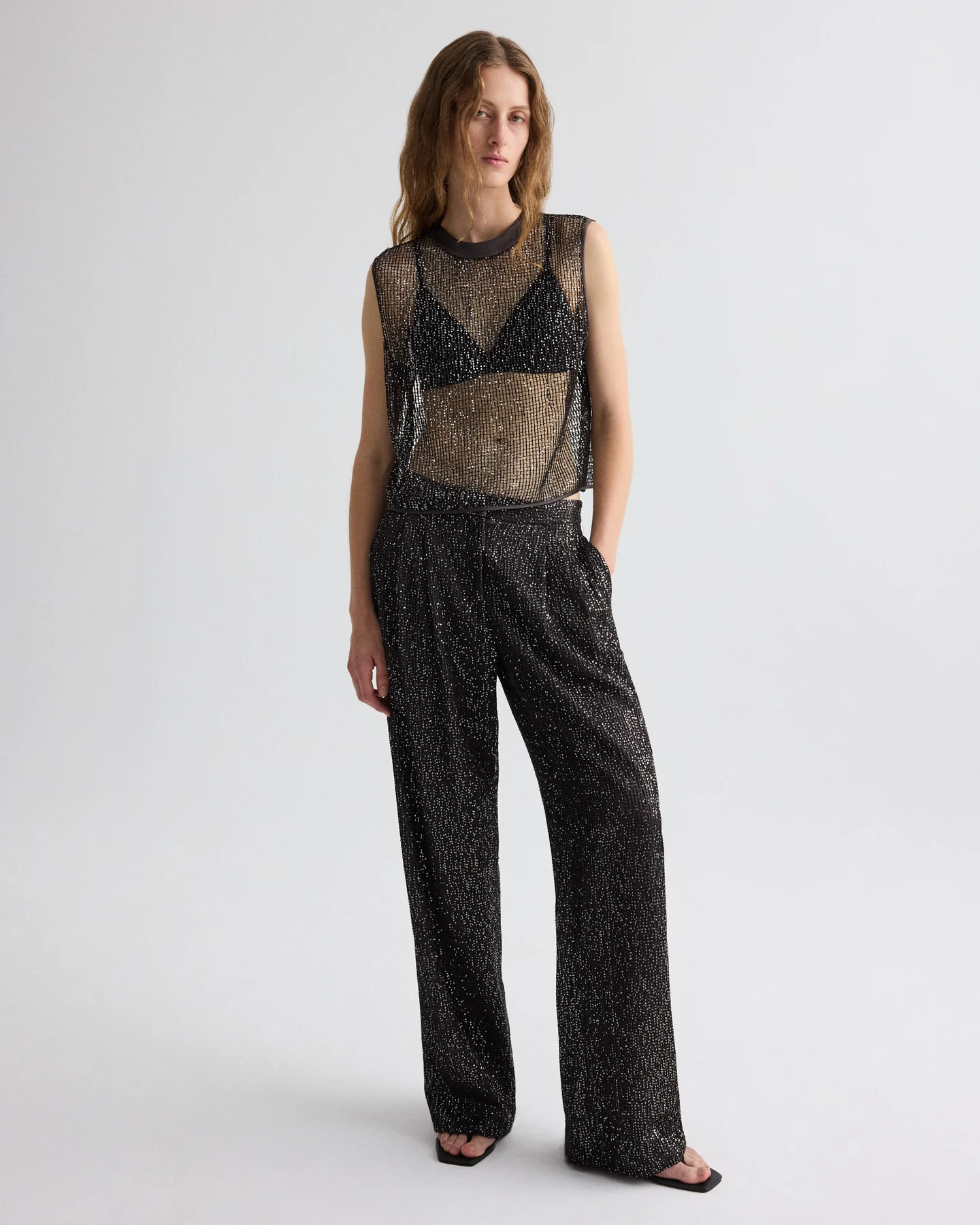 Short Muscle Tank in Mini Sequin Netting - Image 2