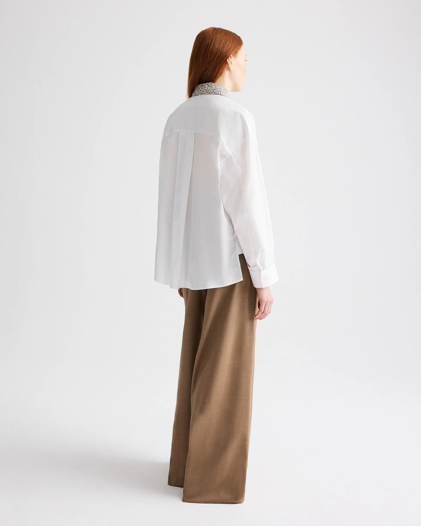 New Earl Shirt with Crystal Collar in Cotton Shirting - Image 5