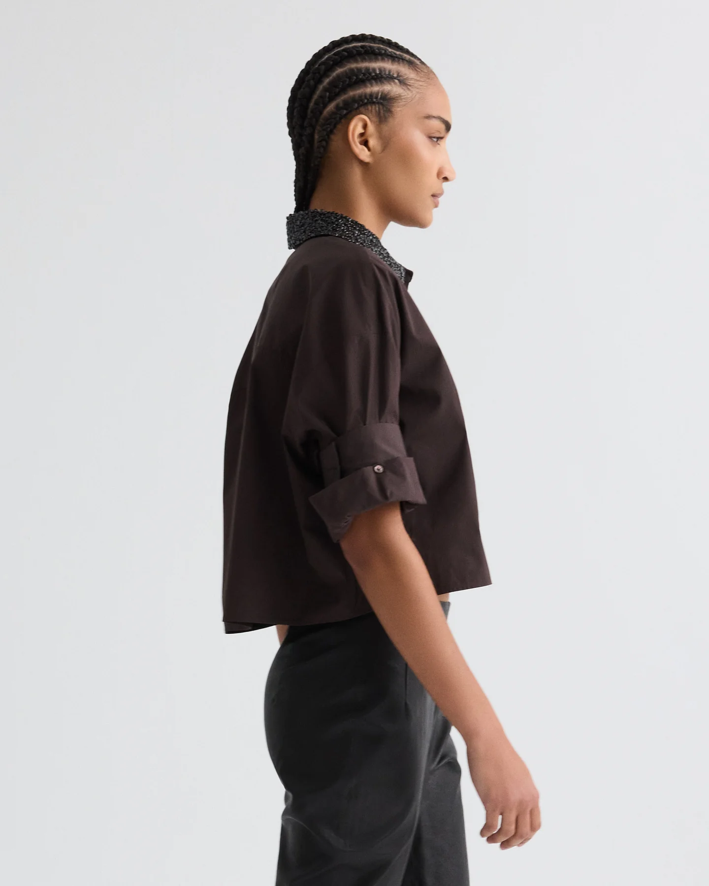 Next Ex Shirt with Crystal Collar in Super Compact Poplin - Image 4