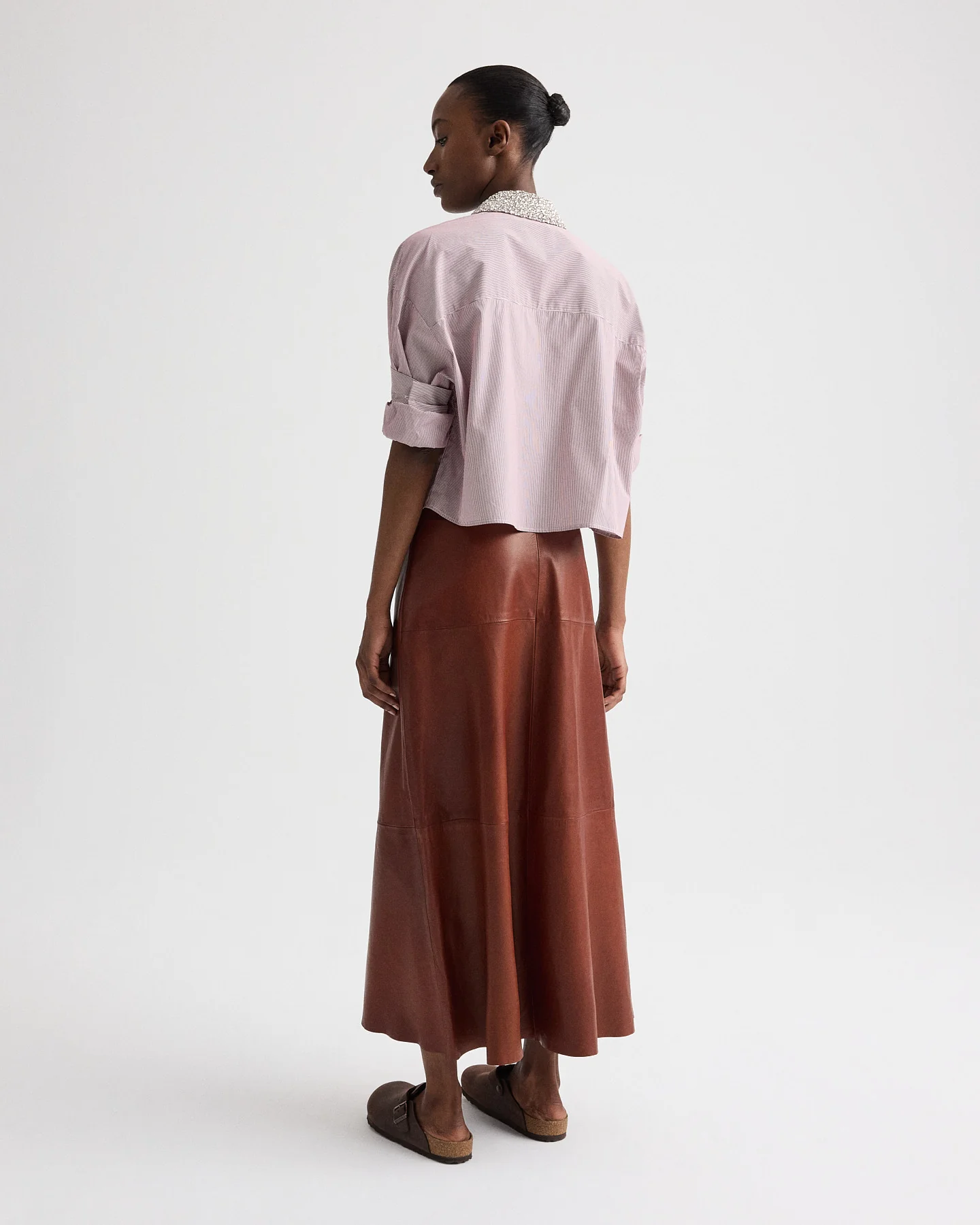Next Ex Shirt with Crystal Collar in Superfine Mini Stripe - Image 5