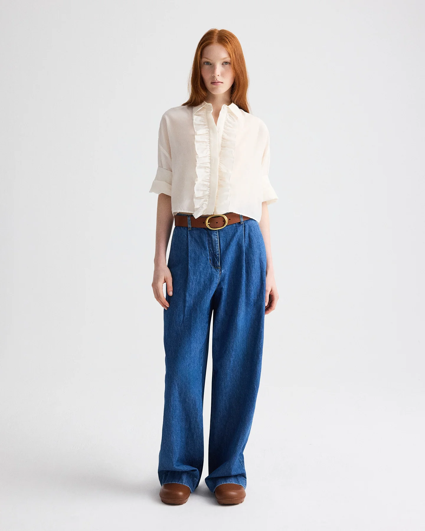 Next Ex Shirt with Ruffle in Cotton Silk Organza - Image 4