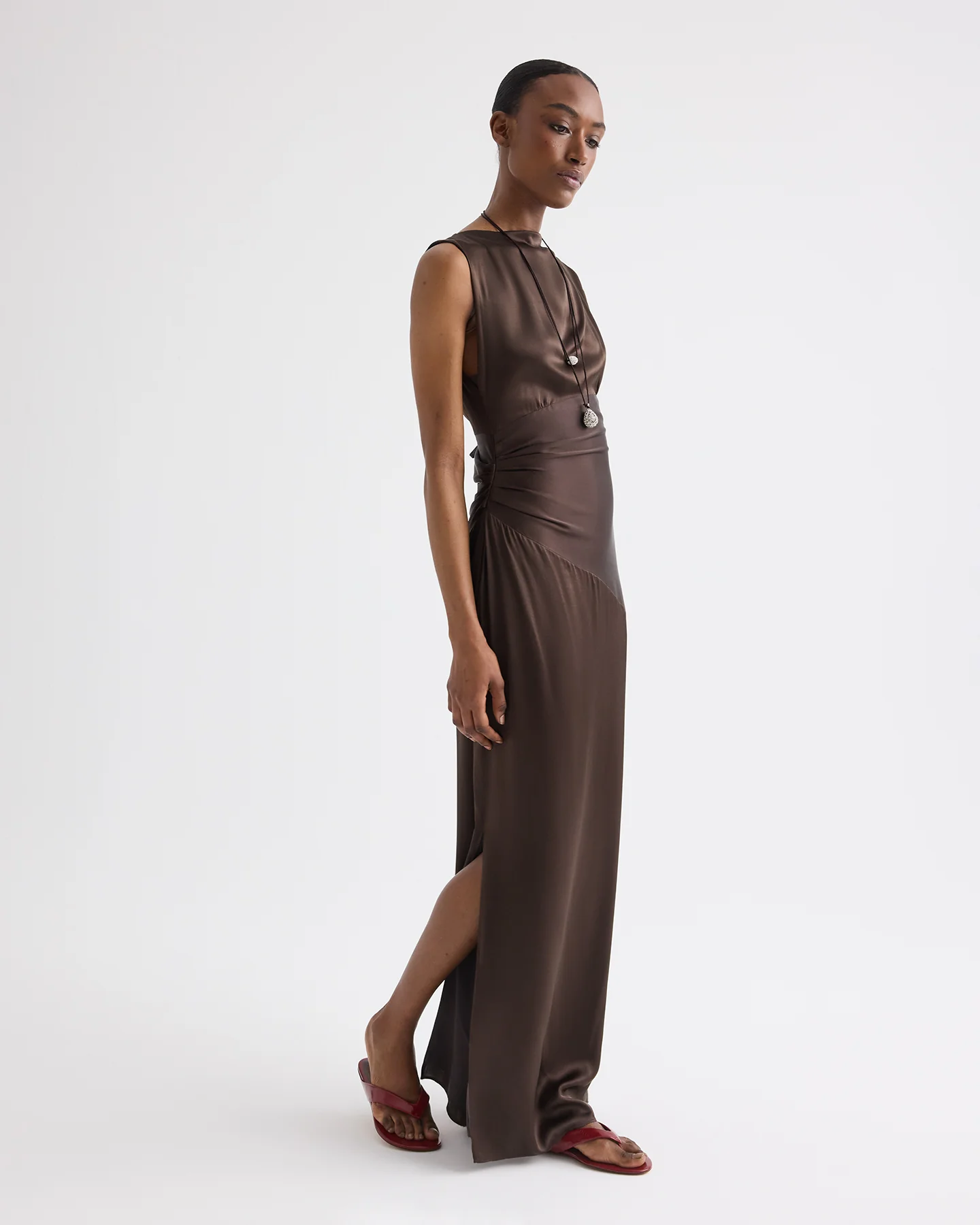 On The Side Dress in Washed Silk Charmeuse - Image 4