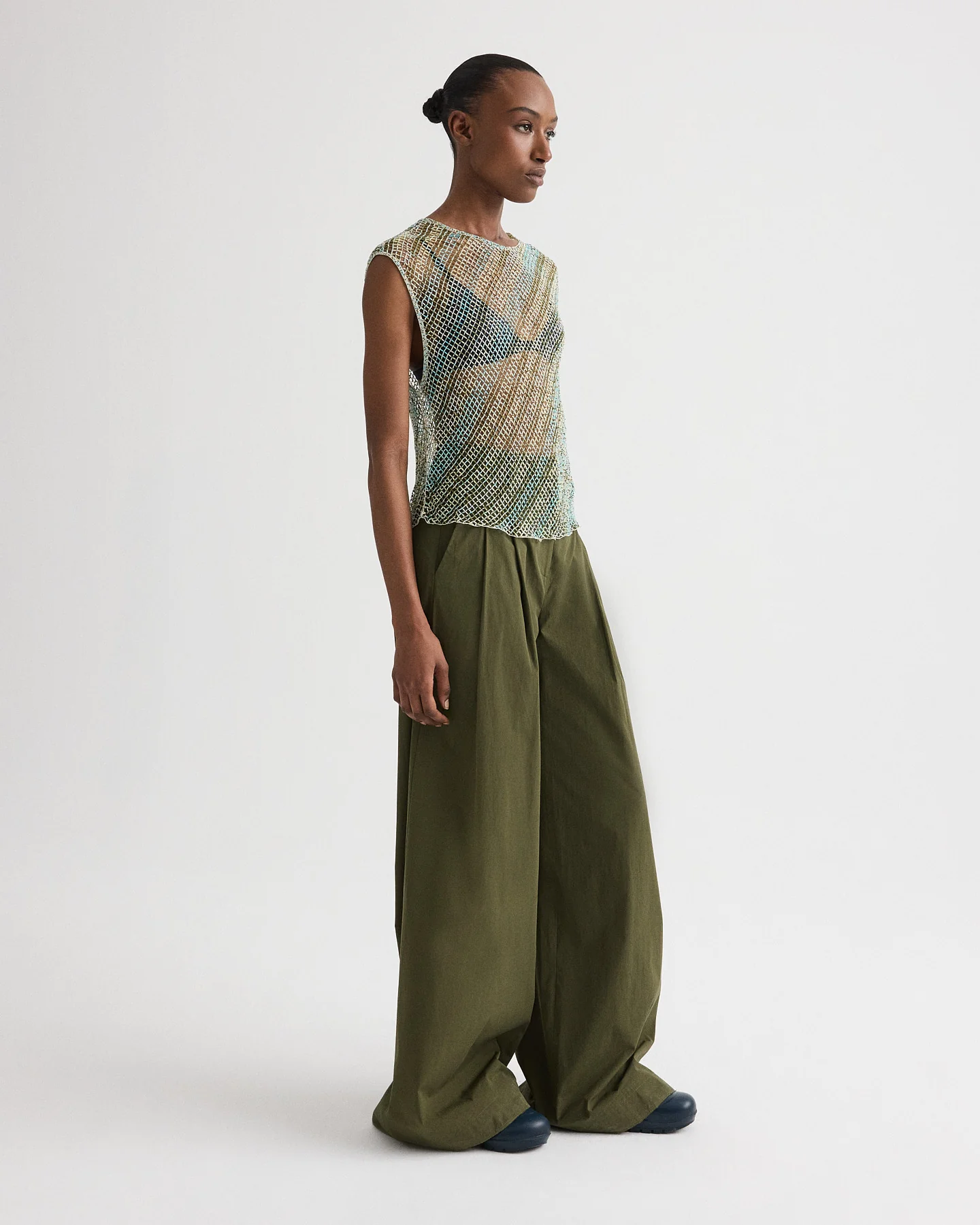 Oversized Muscle Tank in Bugle And Bead Net Fringe - Image 4