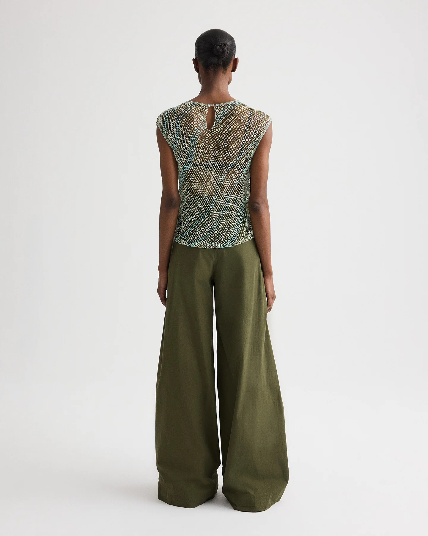 Oversized Muscle Tank in Bugle And Bead Net Fringe - Image 5