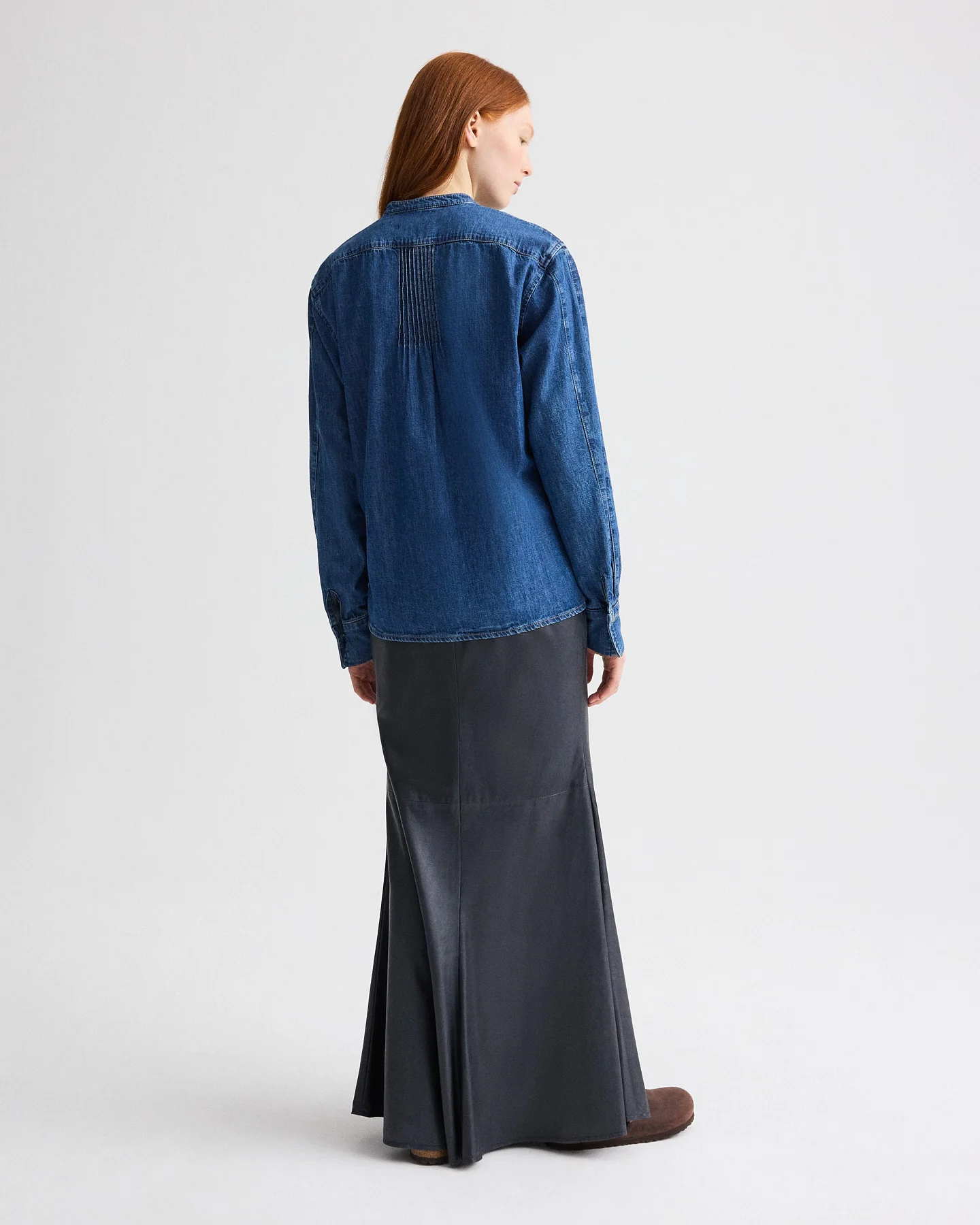 Pintuck Painter Shirt in Denim Shirting - Image 5
