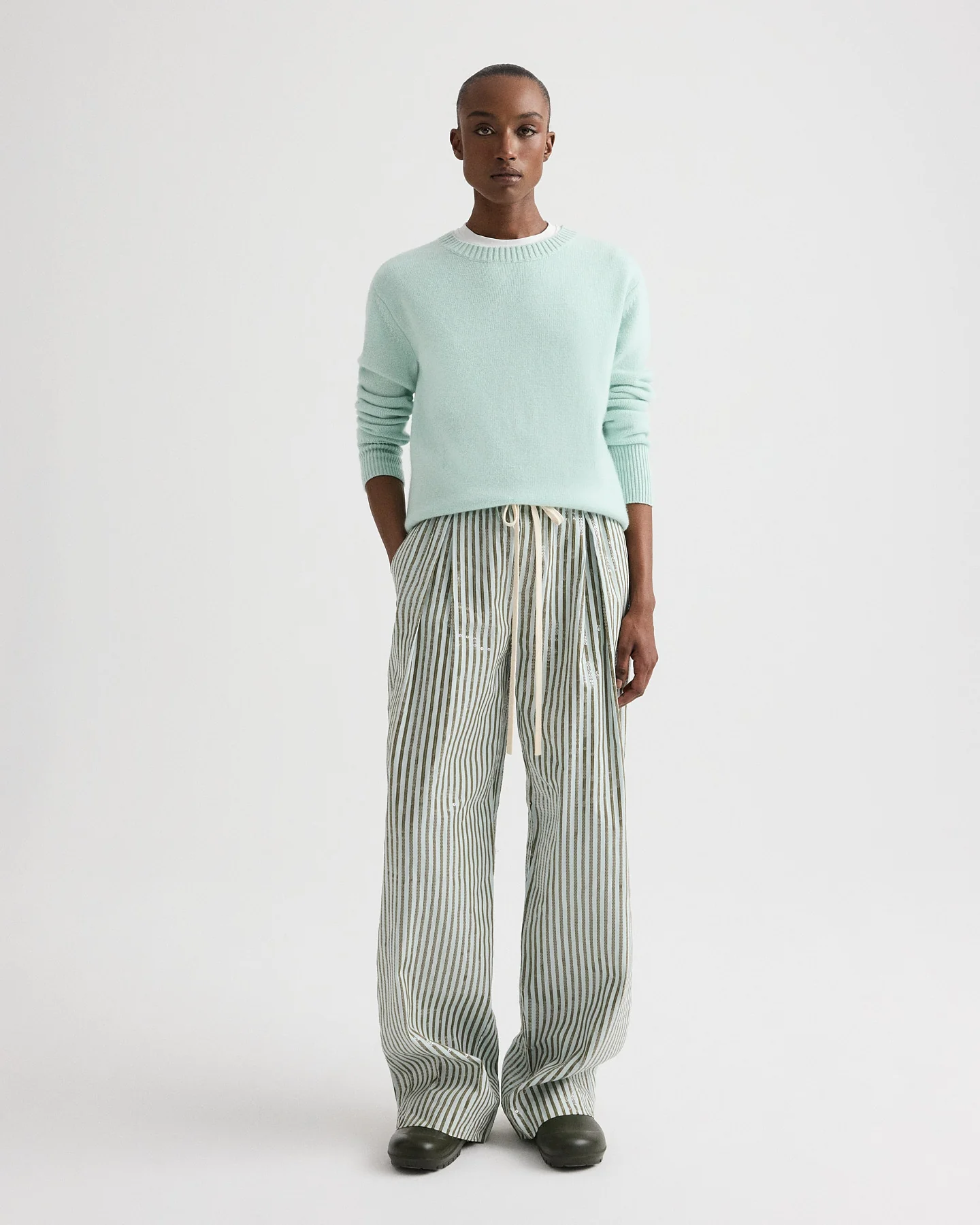PJ Pant in Clear Sequin on Stripe