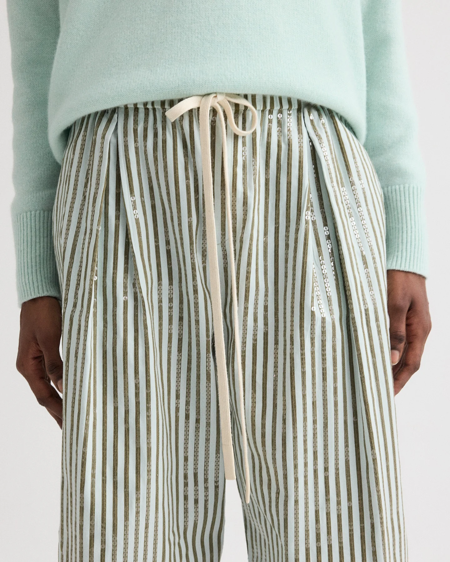 PJ Pant in Clear Sequin on Stripe - Image 3