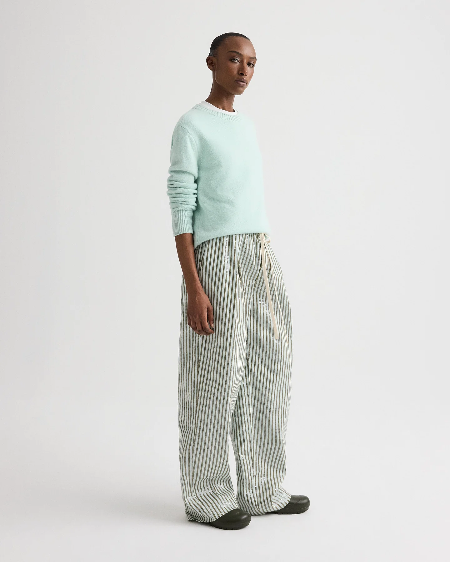 PJ Pant in Clear Sequin on Stripe - Image 4