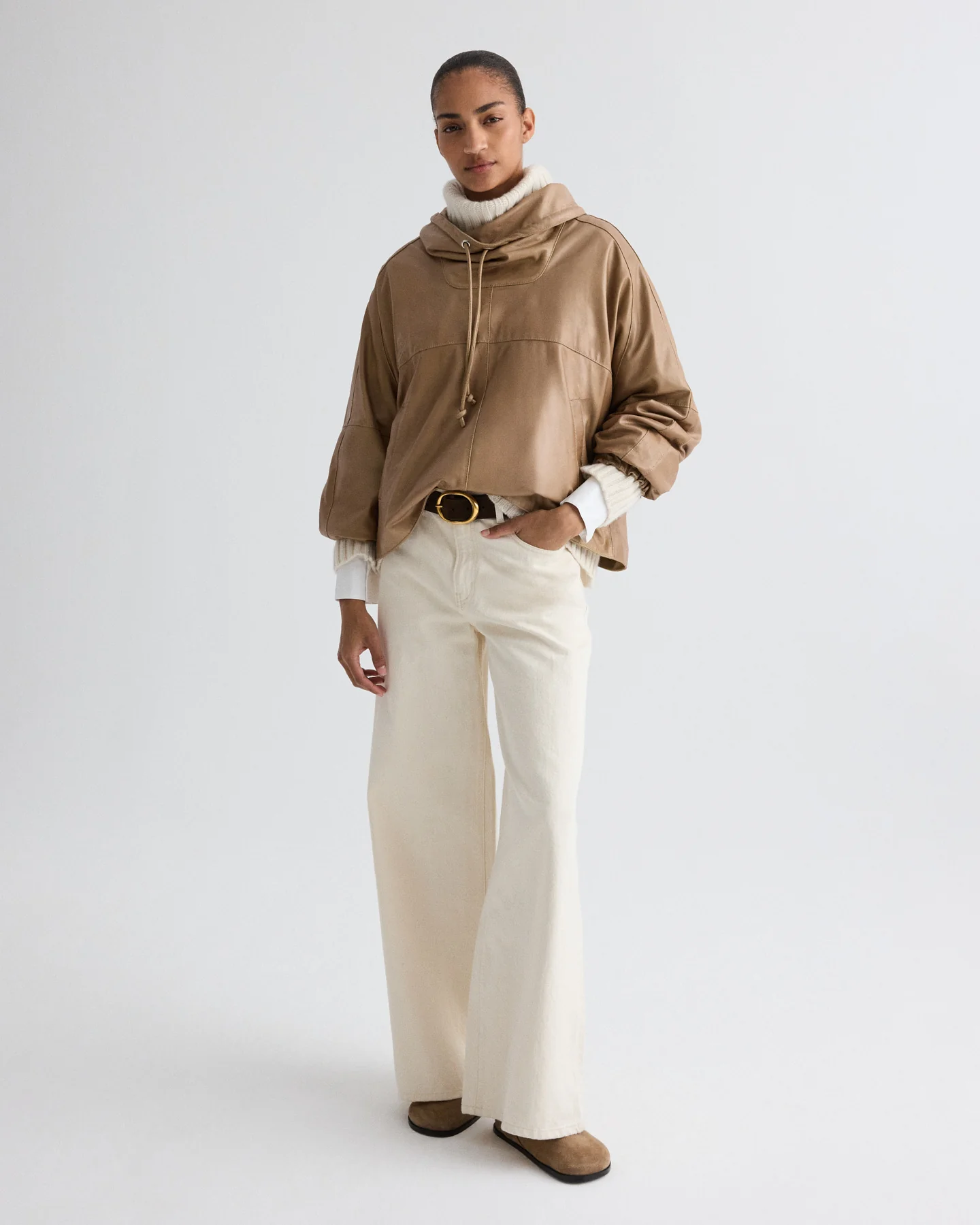 Pull Me Over Hoodie in Paper Leather - Image 2