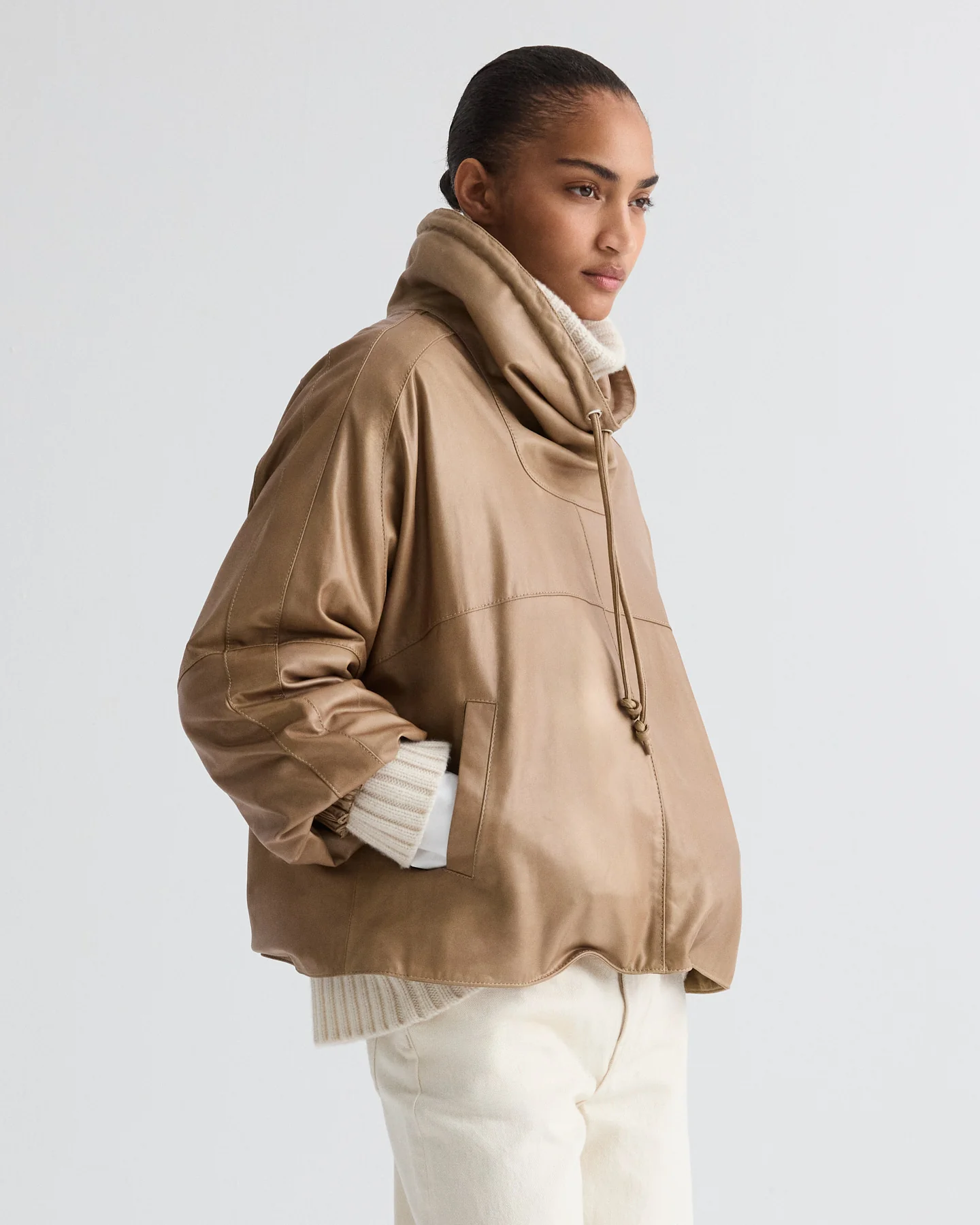Pull Me Over Hoodie in Paper Leather - Image 3