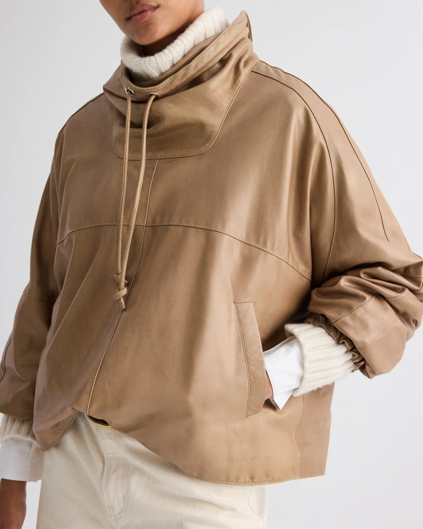 Pull Me Over Hoodie in Paper Leather - Image 4