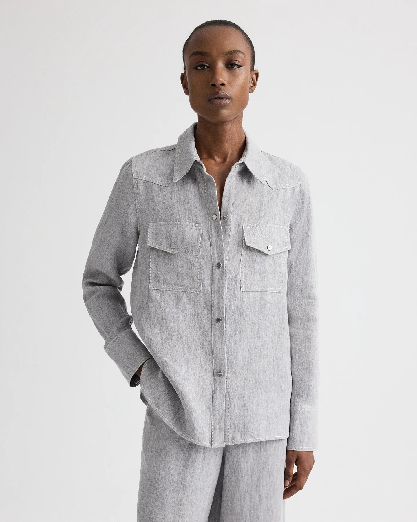 Ranchers Daughter Shirt in Lightweight Washed Hemp Denim