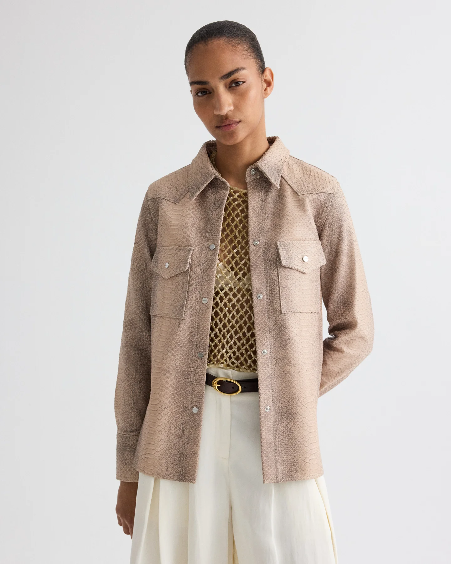 Ranchers Daughter Shirt in Embossed Python Leather - Image 2
