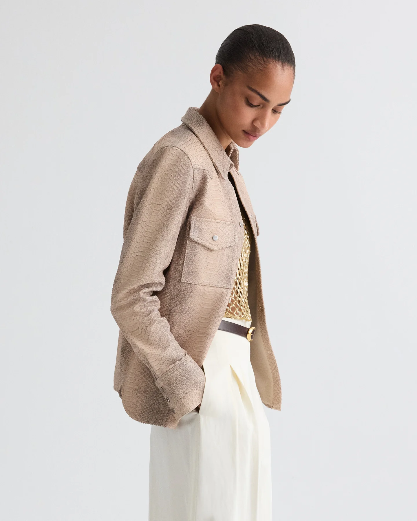 Ranchers Daughter Shirt in Embossed Python Leather - Image 4
