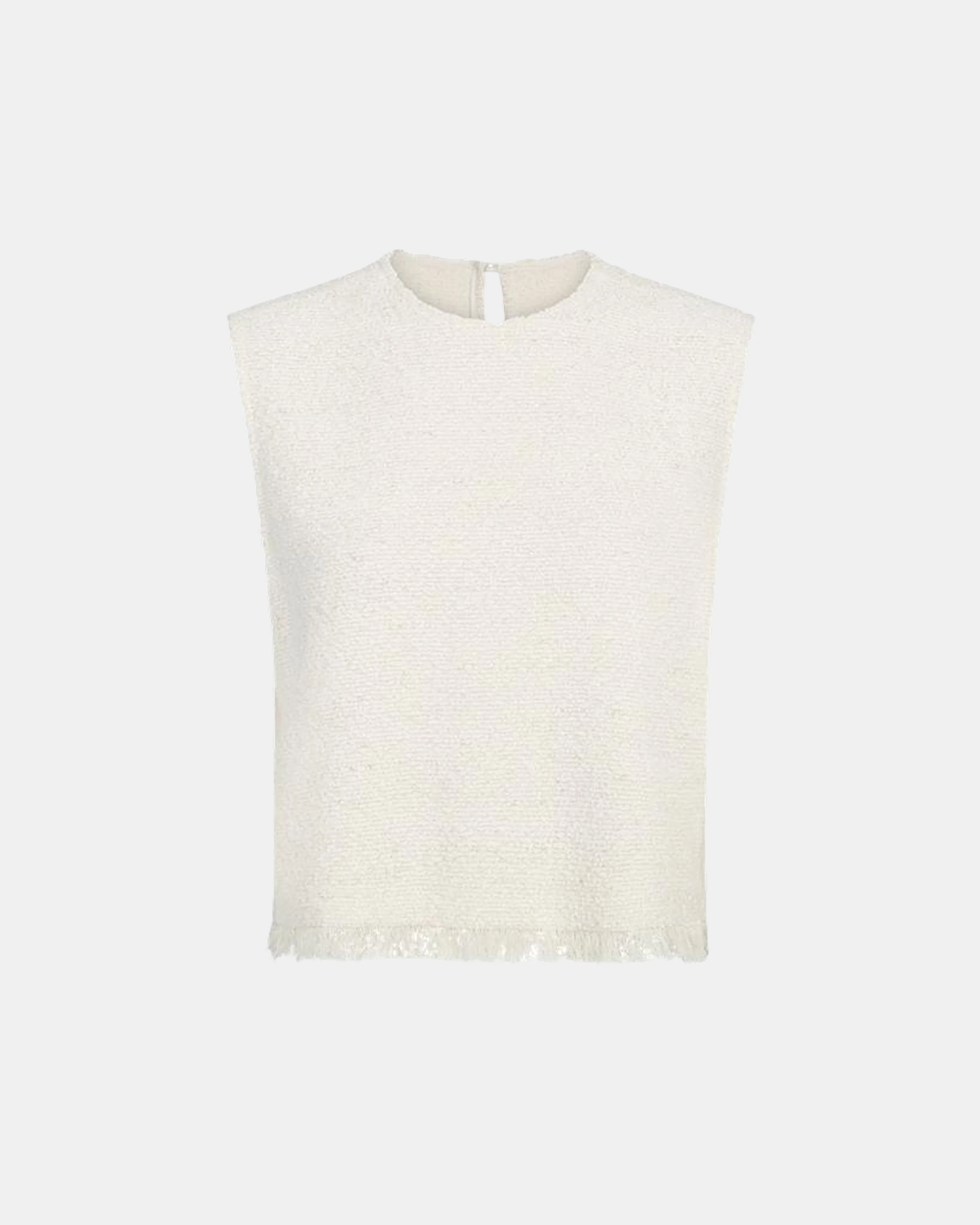 Raw Hem Shell Top in Boucle Coating