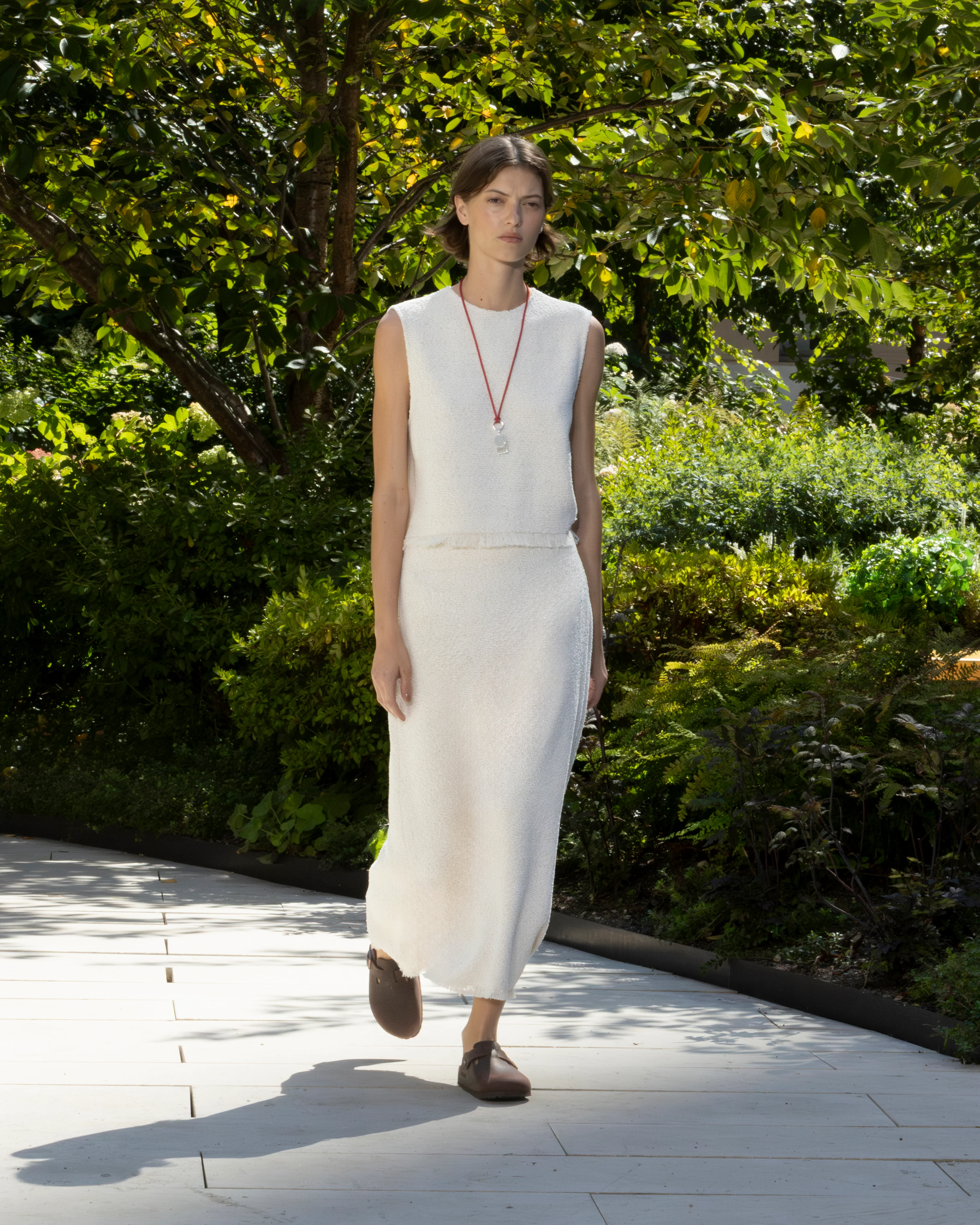 Raw Hem Shell Top in Boucle Coating - Image 2