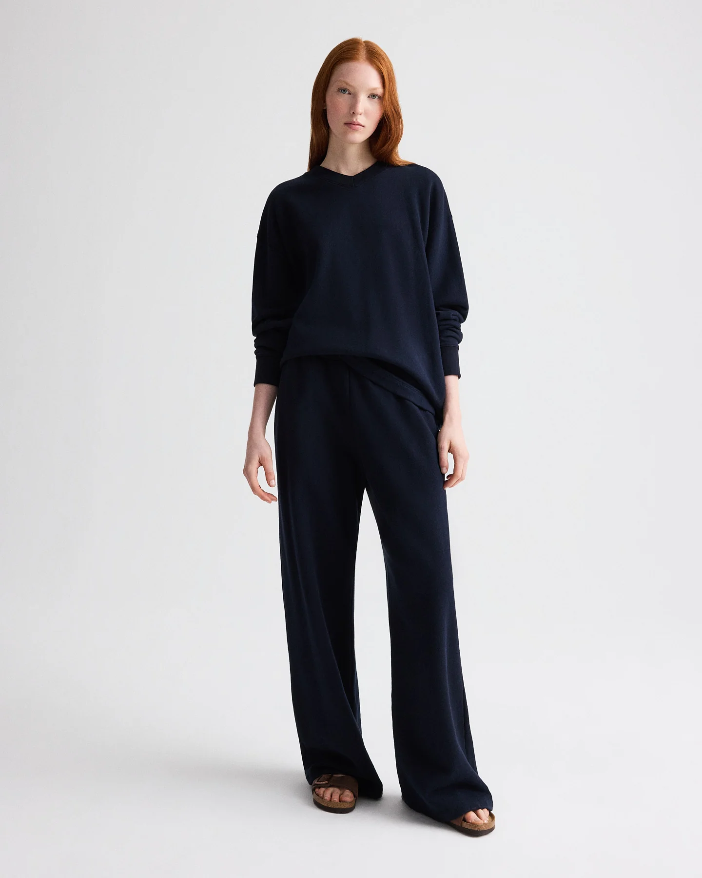 Relaxed V Neck Sweatshirt in Lightweight Sweatshirt - Image 2