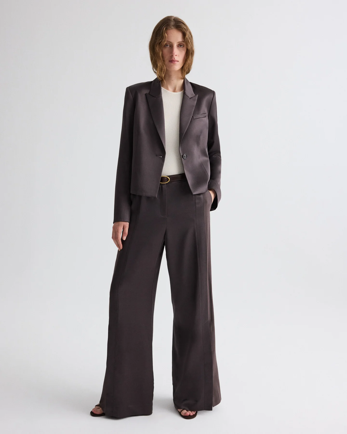 Sawyer Blazer in Shiny Viscose Wool Satin - Image 3