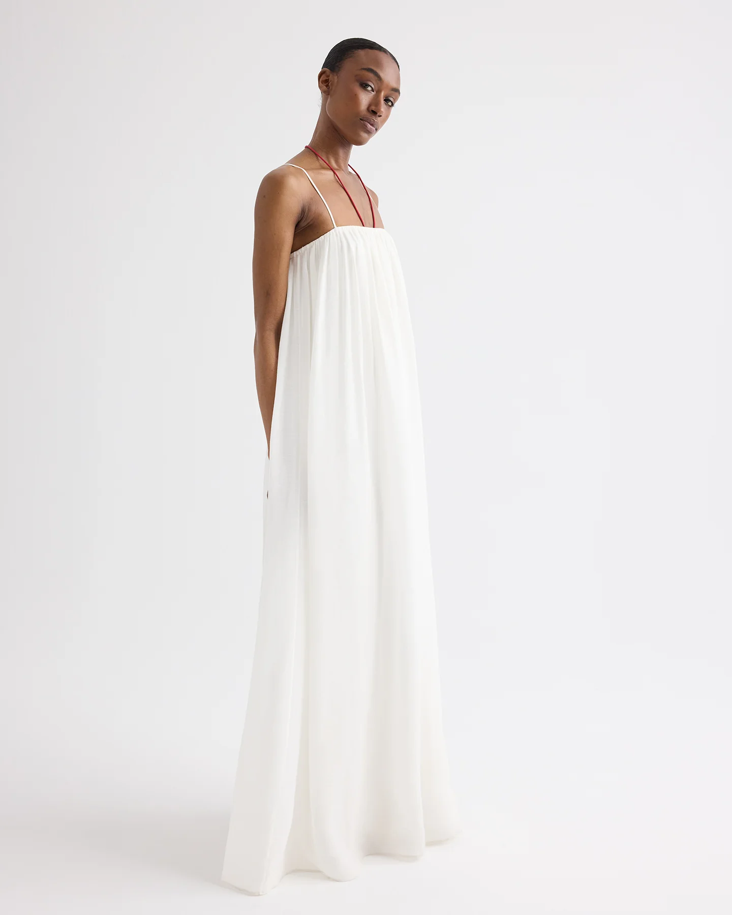 Shirred Column Dress in Linen Viscose - Image 3