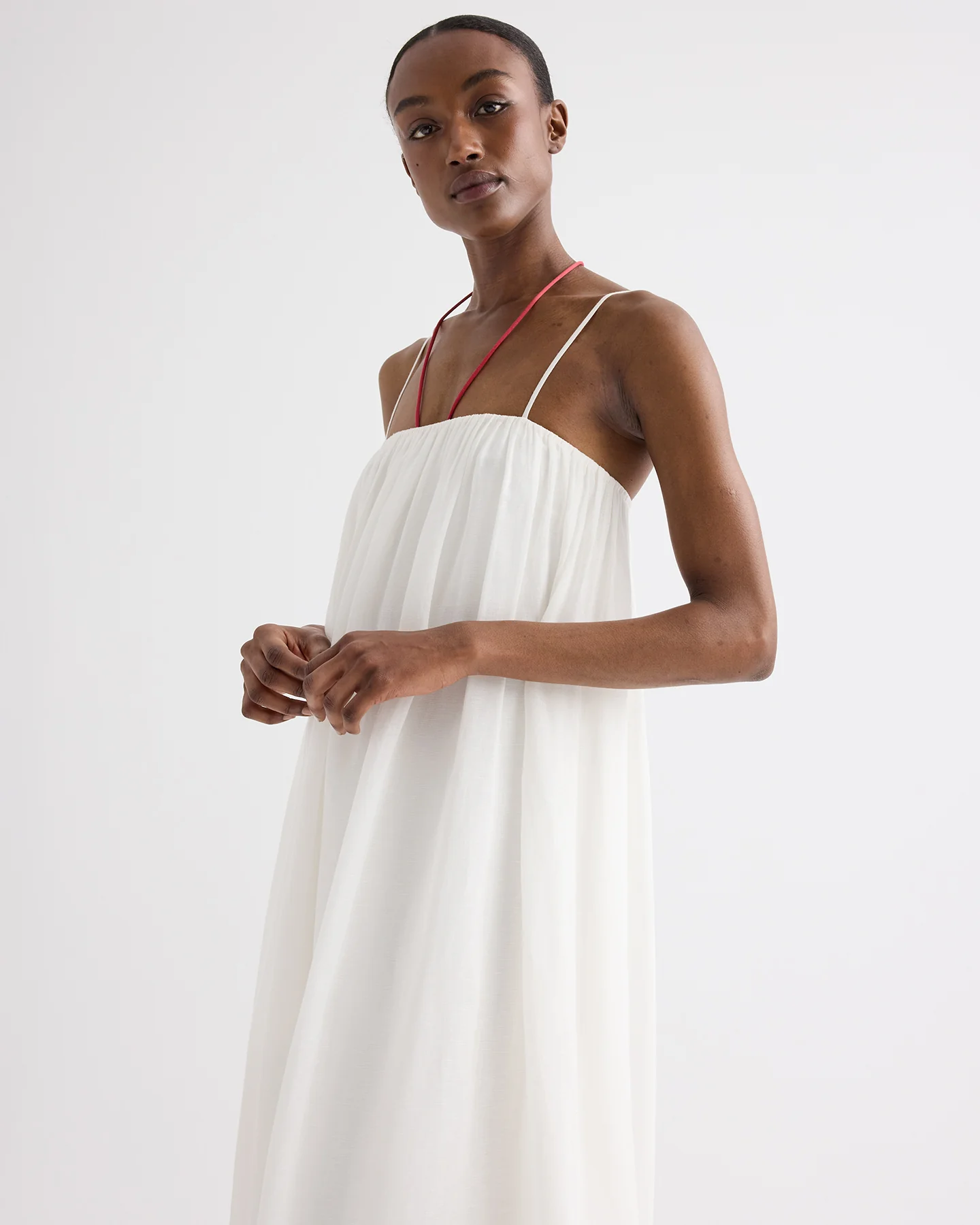 Shirred Column Dress in Linen Viscose - Image 4