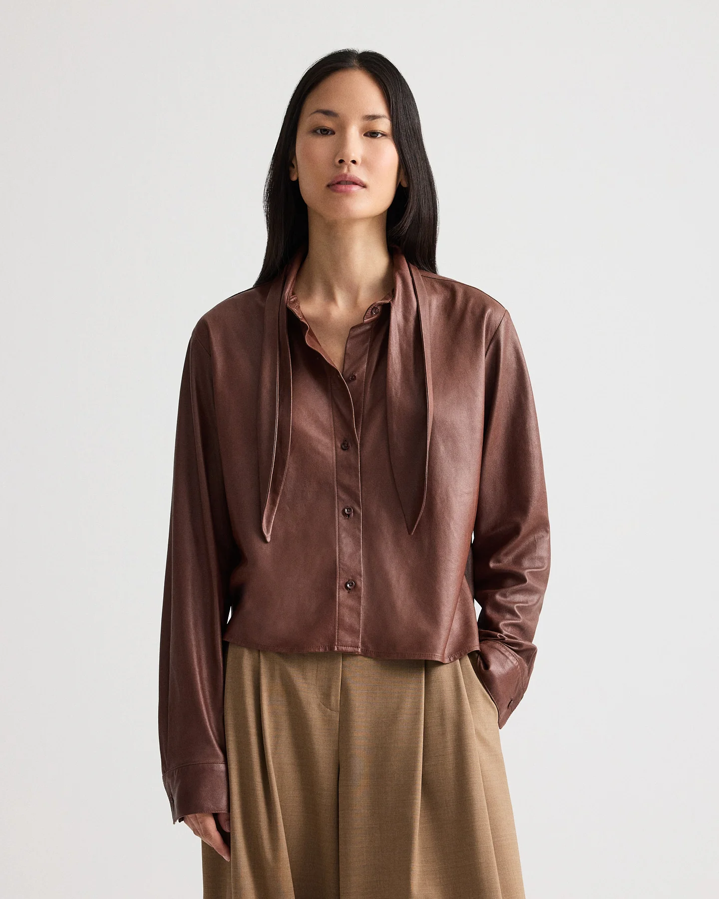Shirt with Tie insert in Paper Leather - Image 3