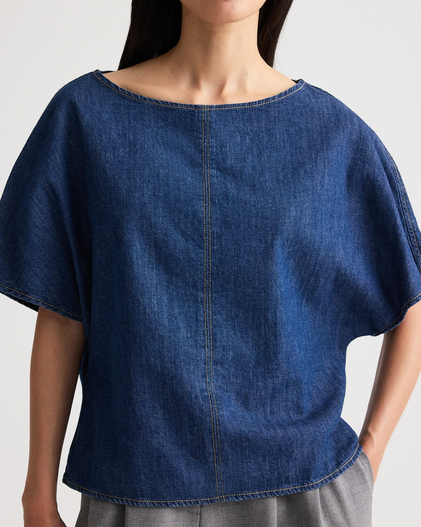 Simple T in Denim Shirting - Image 2