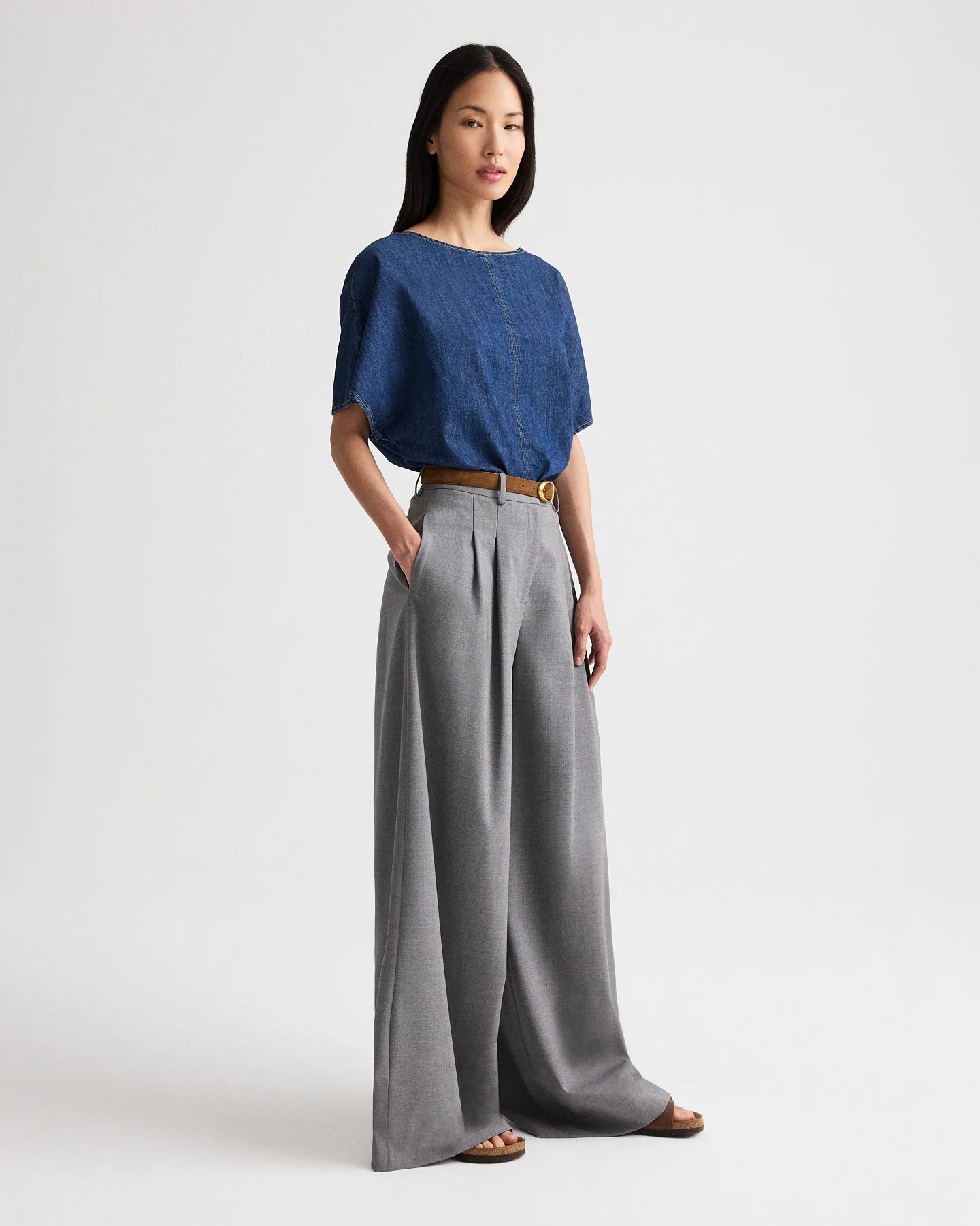 Simple T in Denim Shirting - Image 4