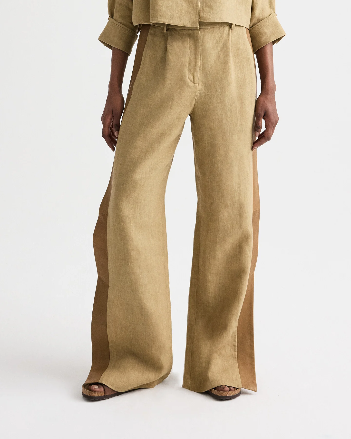 Slim A Pant with Lip Tux in Plain Weave Linen - Image 2