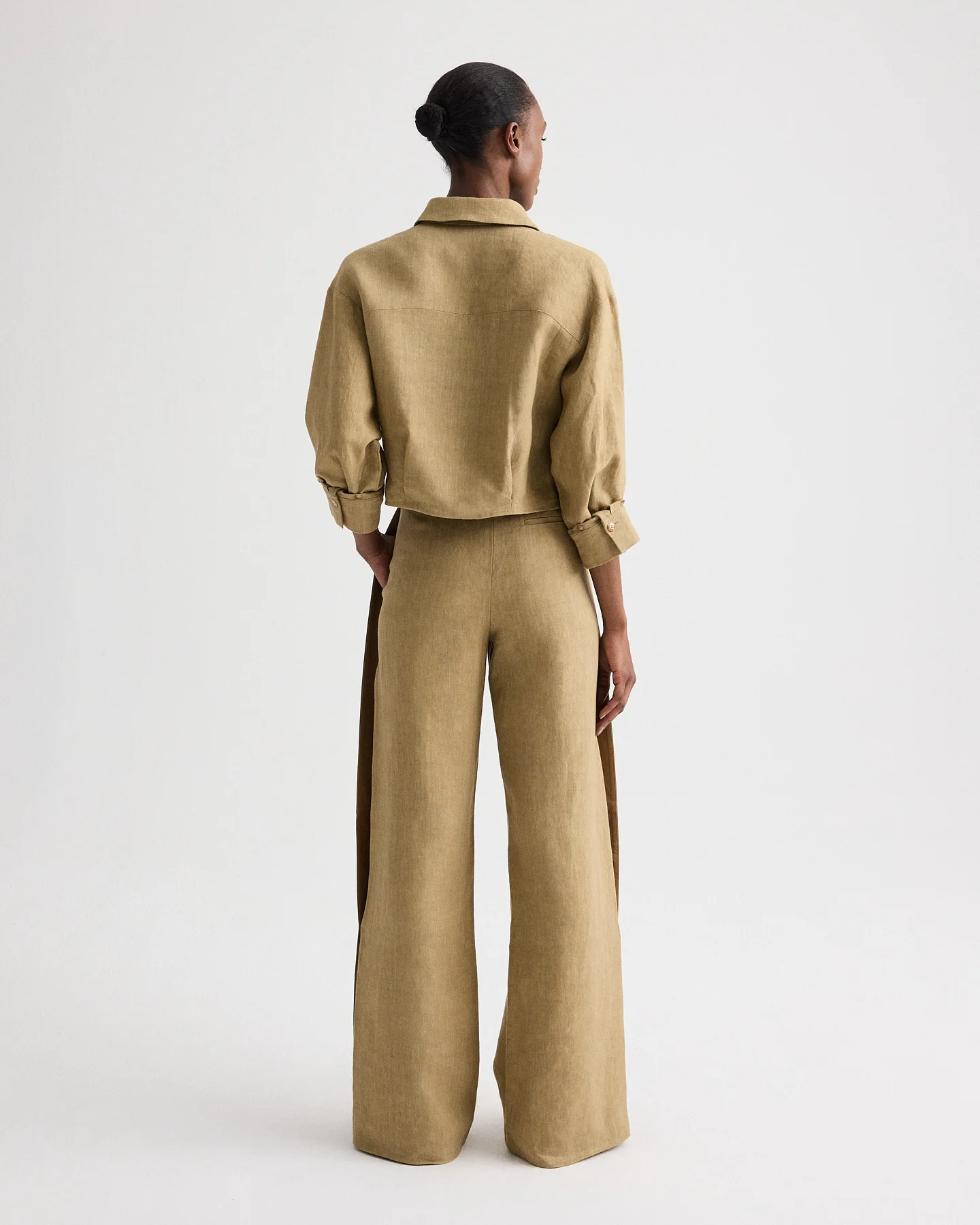 Slim A Pant with Lip Tux in Plain Weave Linen - Image 6