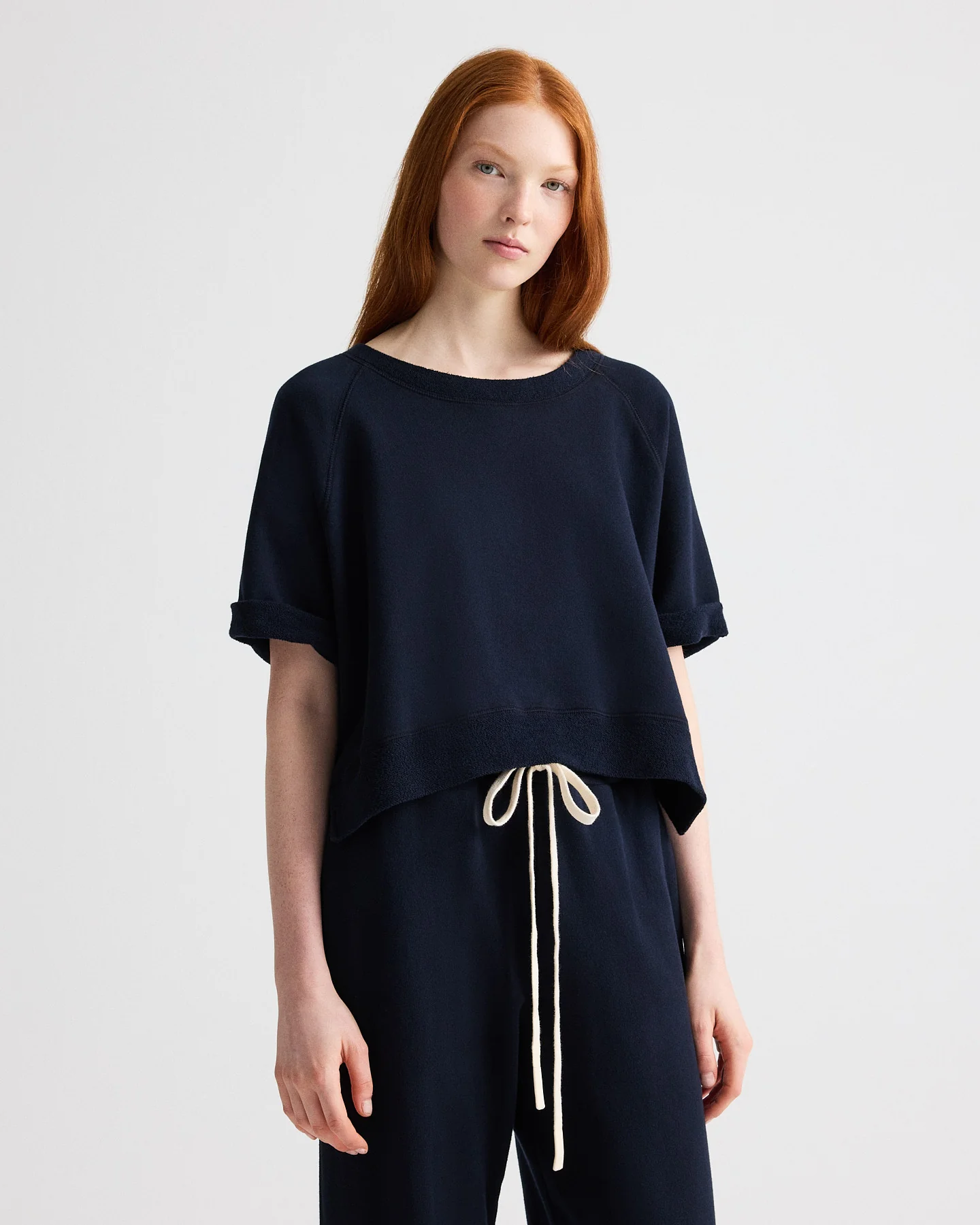 Slouchy Rolled Tee in Lightweight Sweatshirt - Image 6