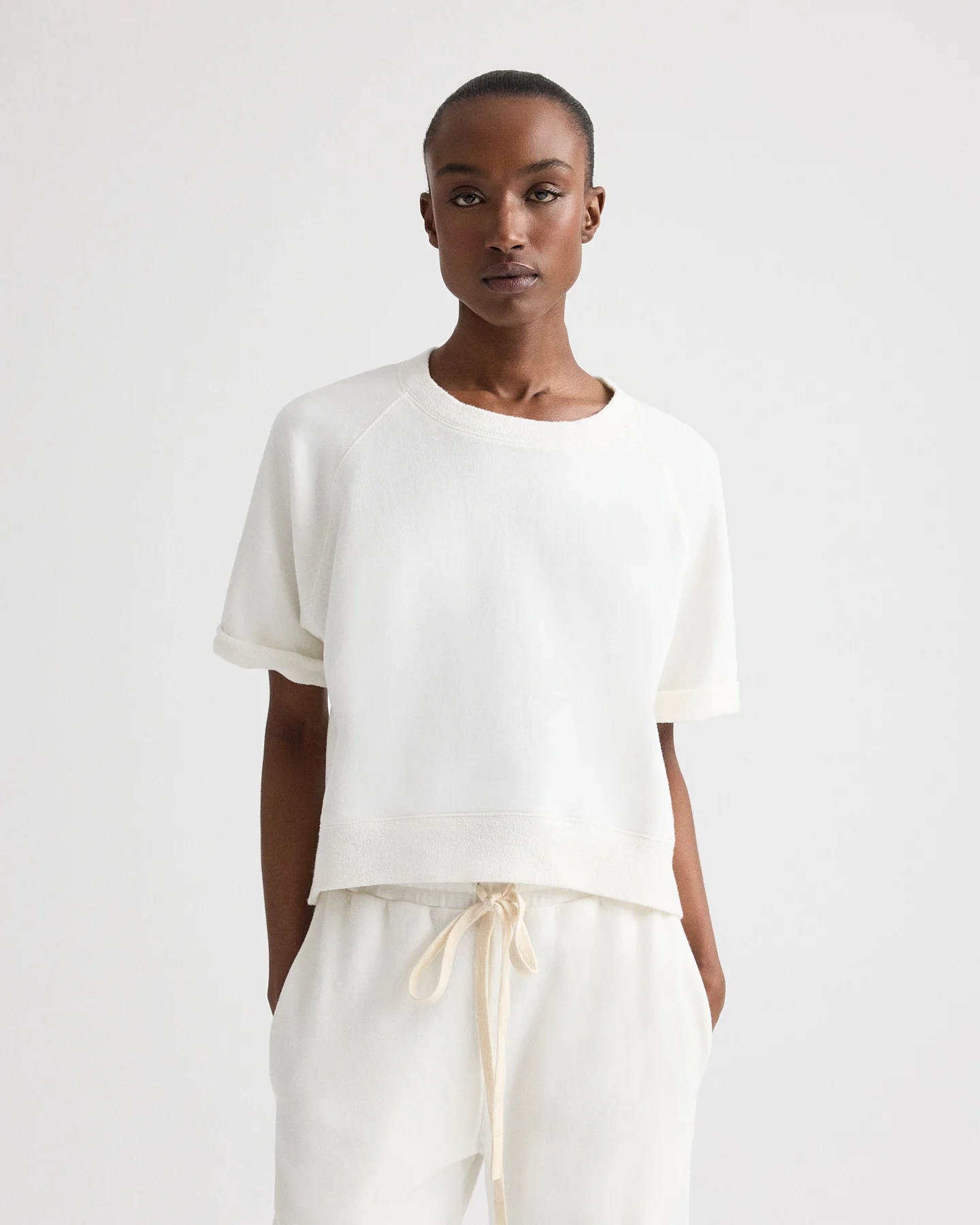 Slouchy Rolled Tee in Lightweight Sweatshirt - Image 2