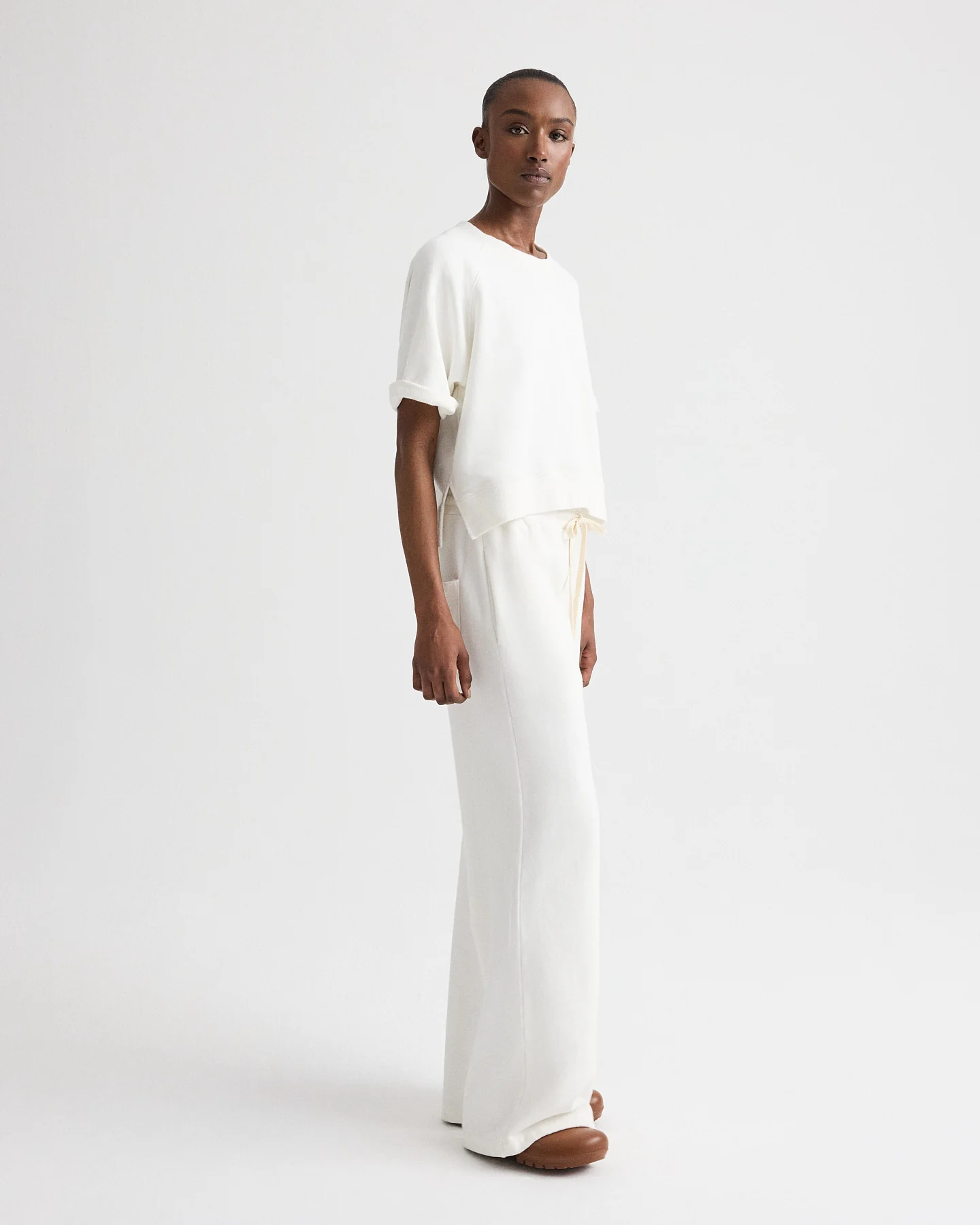 Slouchy Rolled Tee in Lightweight Sweatshirt - Image 3
