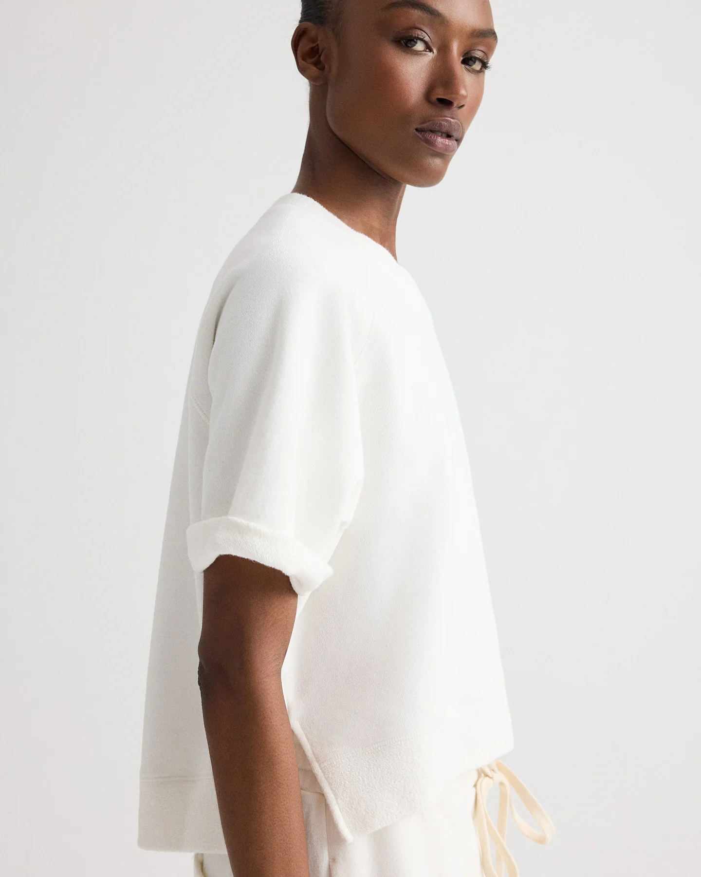 Slouchy Rolled Tee in Lightweight Sweatshirt - Image 4