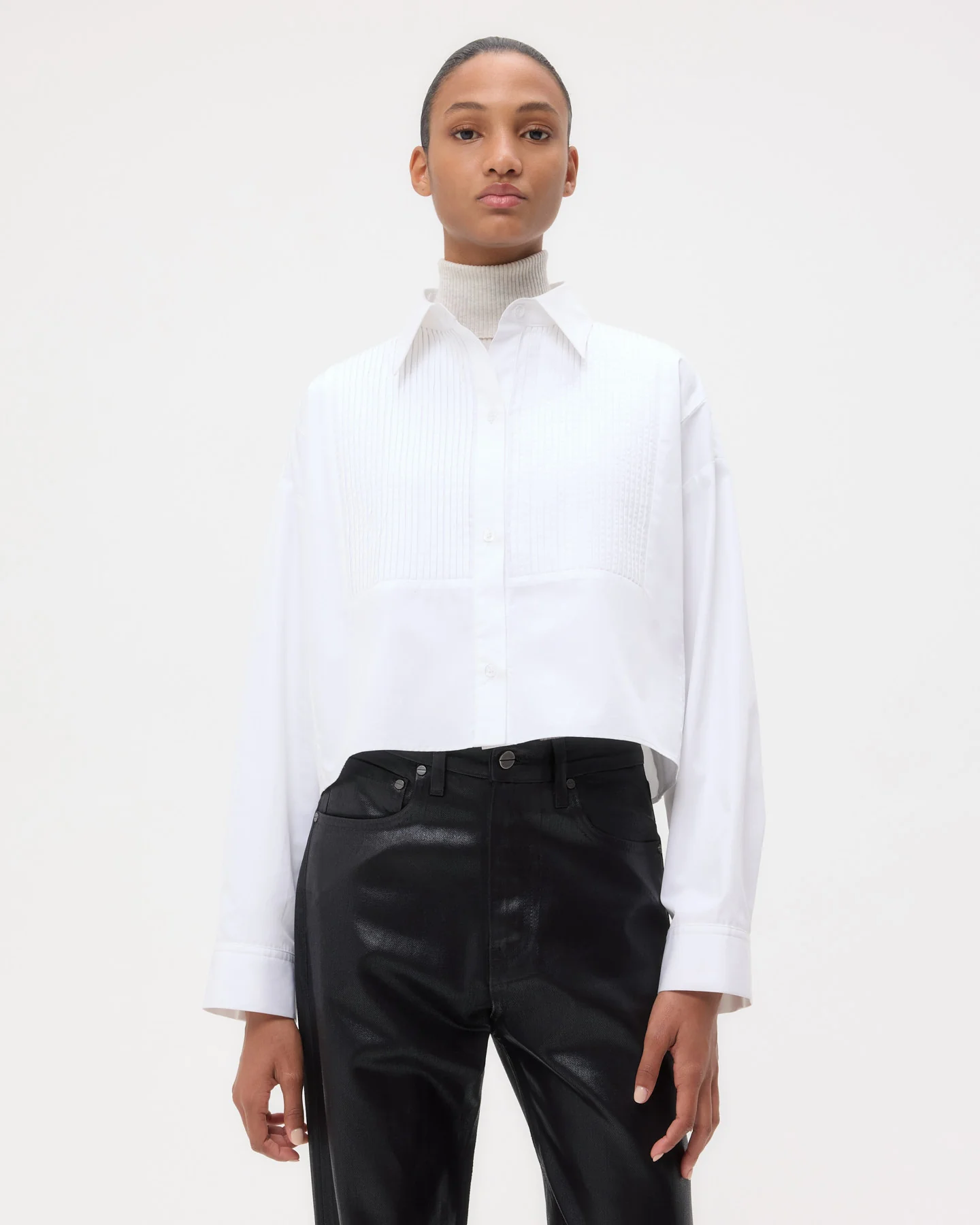 Soon To Be Ex Shirt With Bib in Super Compact Poplin