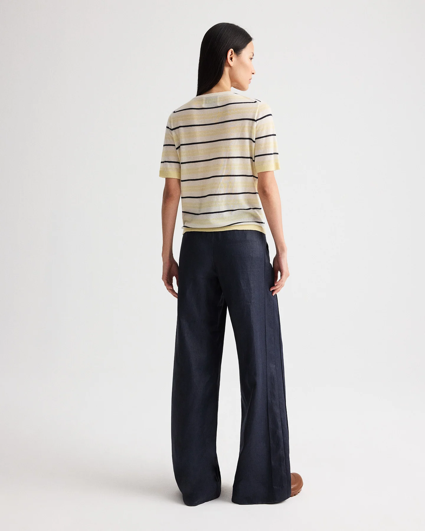 Striped Short Sleeve Tee in Superfine Cashmere - Image 5