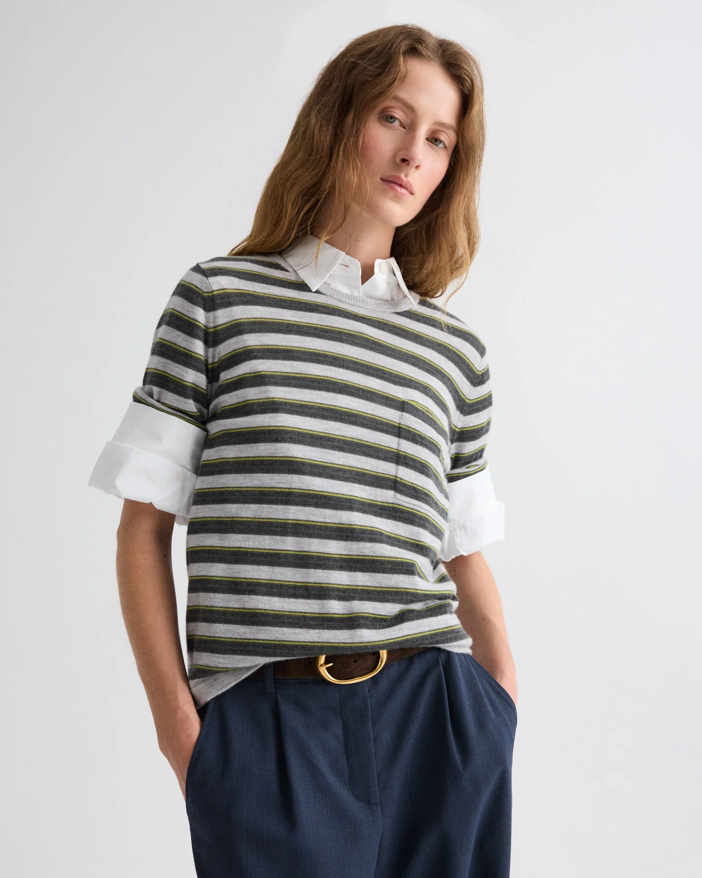 Striped True Crewneck in Superfine Cashmere - Image 3