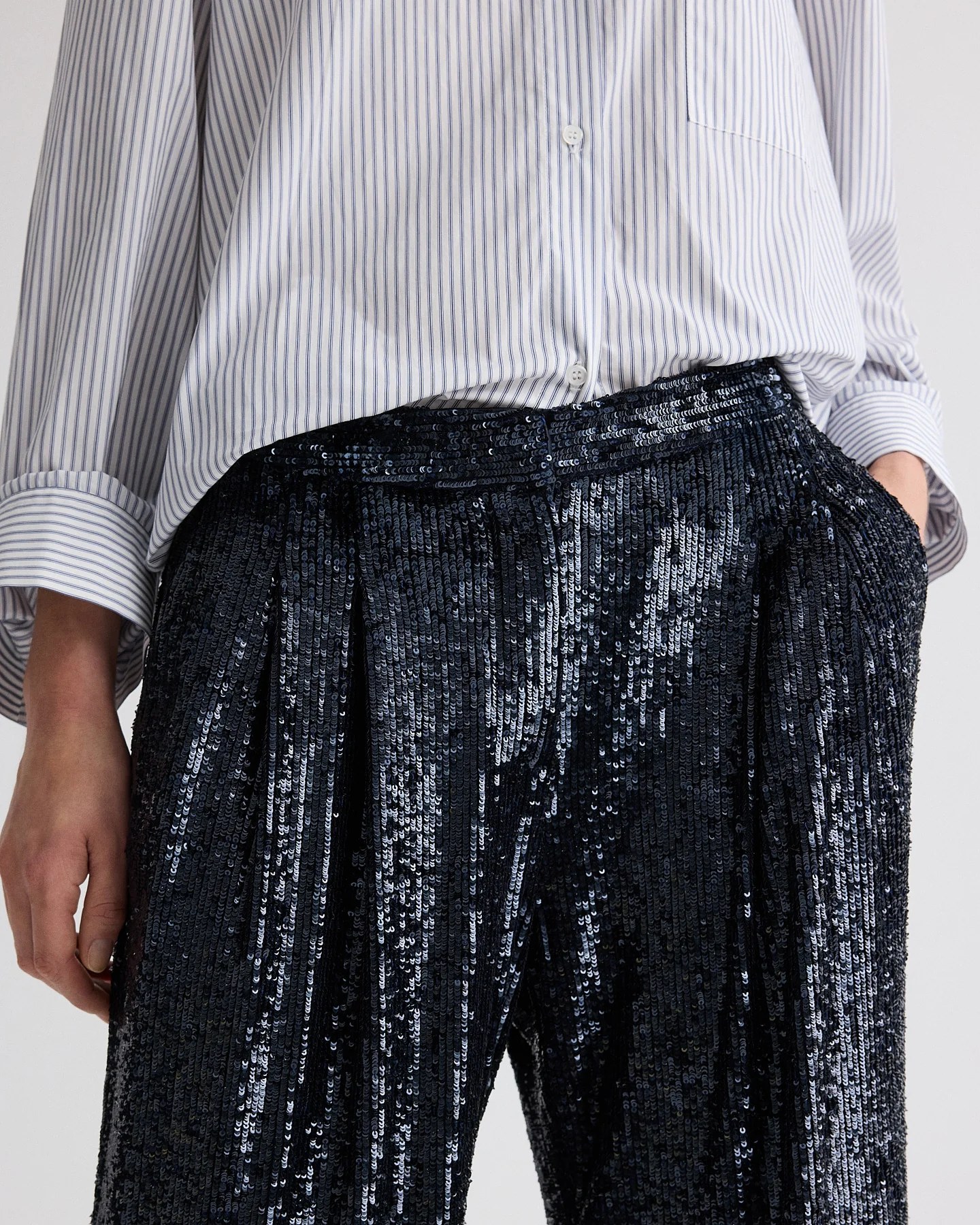 Sulli Pant in Stripe Sequin Mesh - Image 2