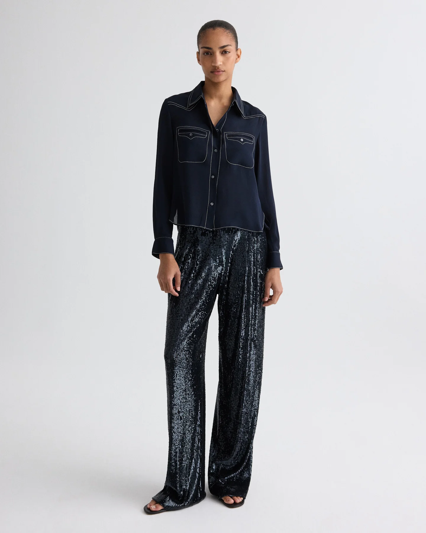 Sulli Pant in Stripe Sequin Mesh - Image 3