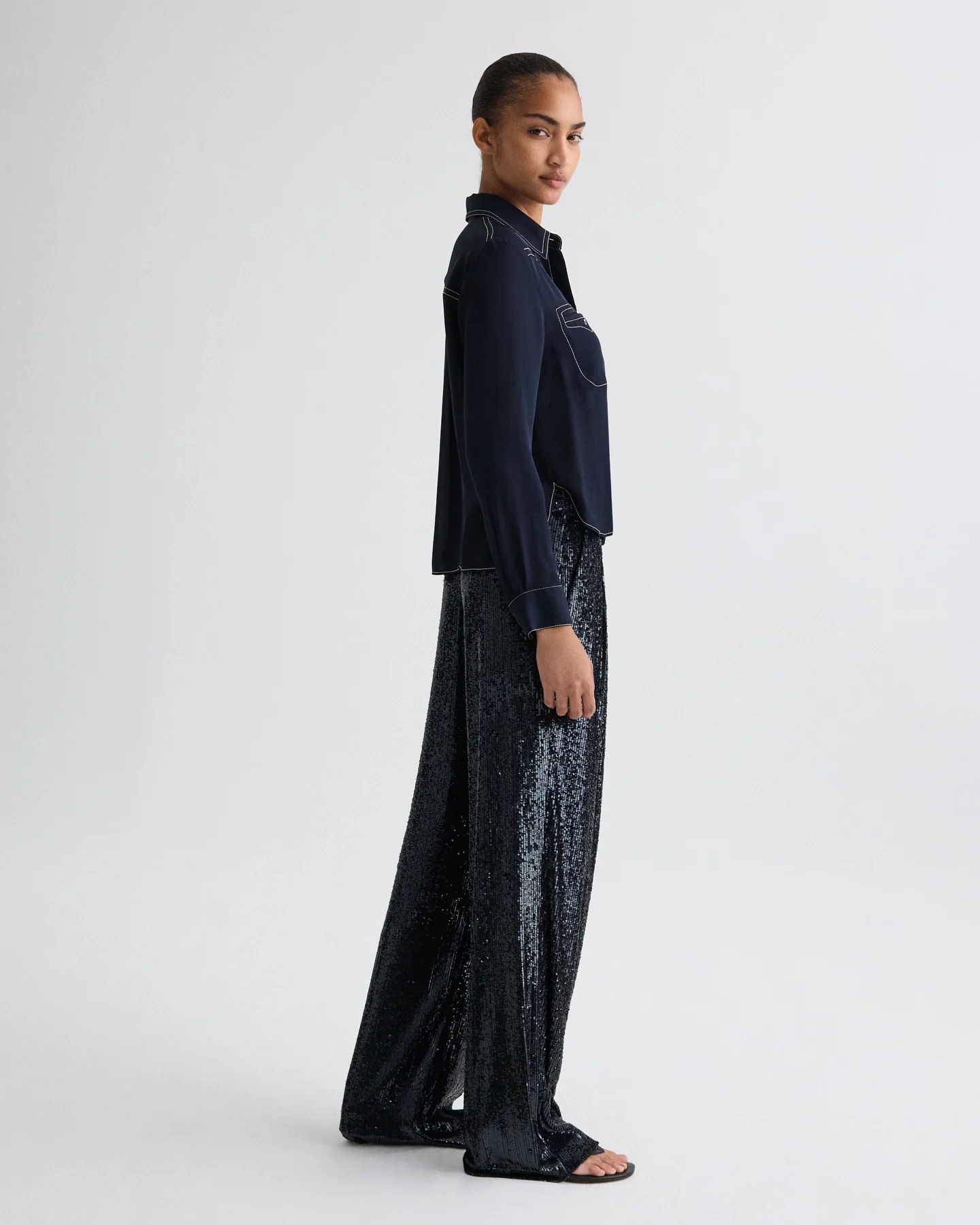 Sulli Pant in Stripe Sequin Mesh - Image 4