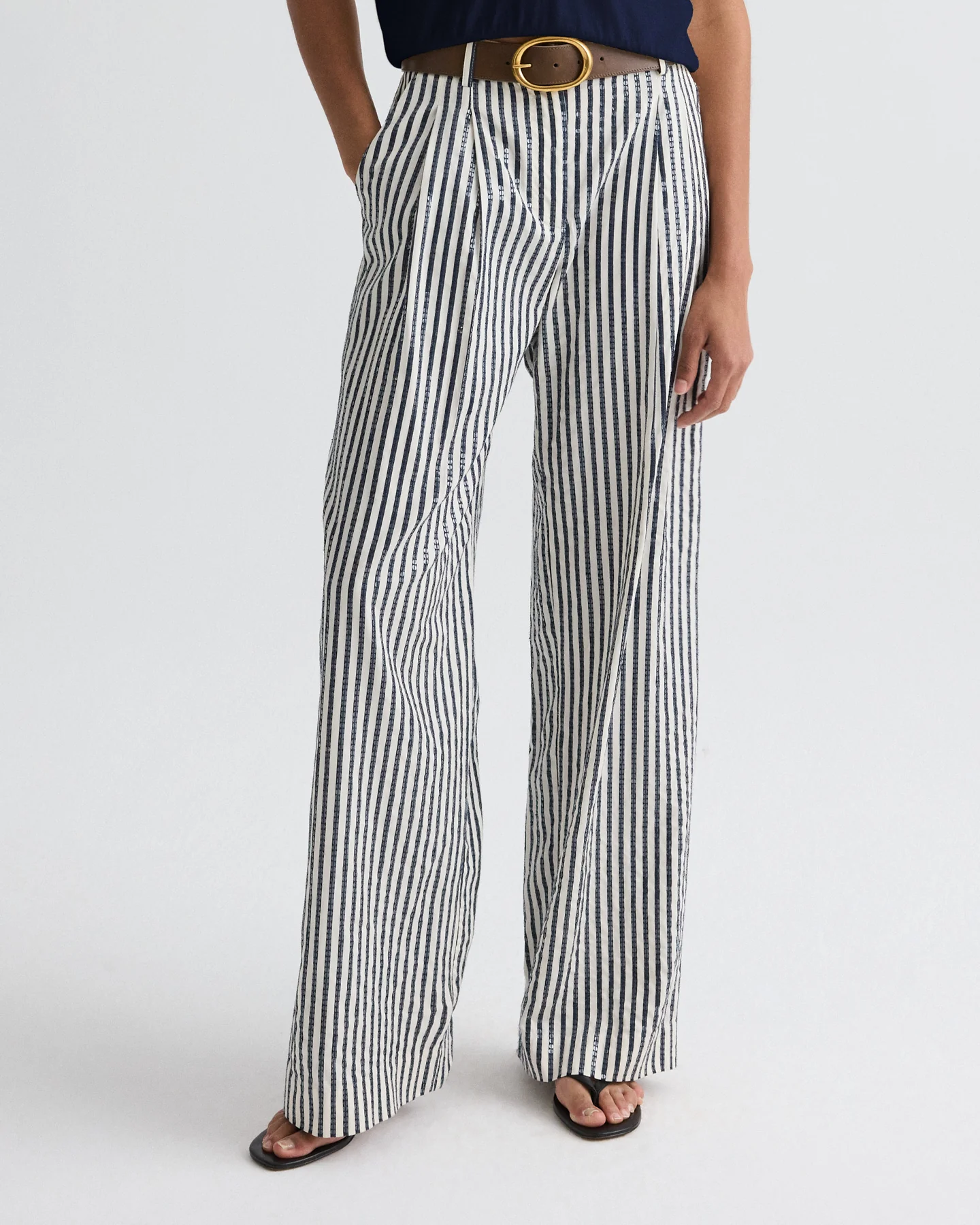 Sulli Pant in Clear Sequin on Stripe