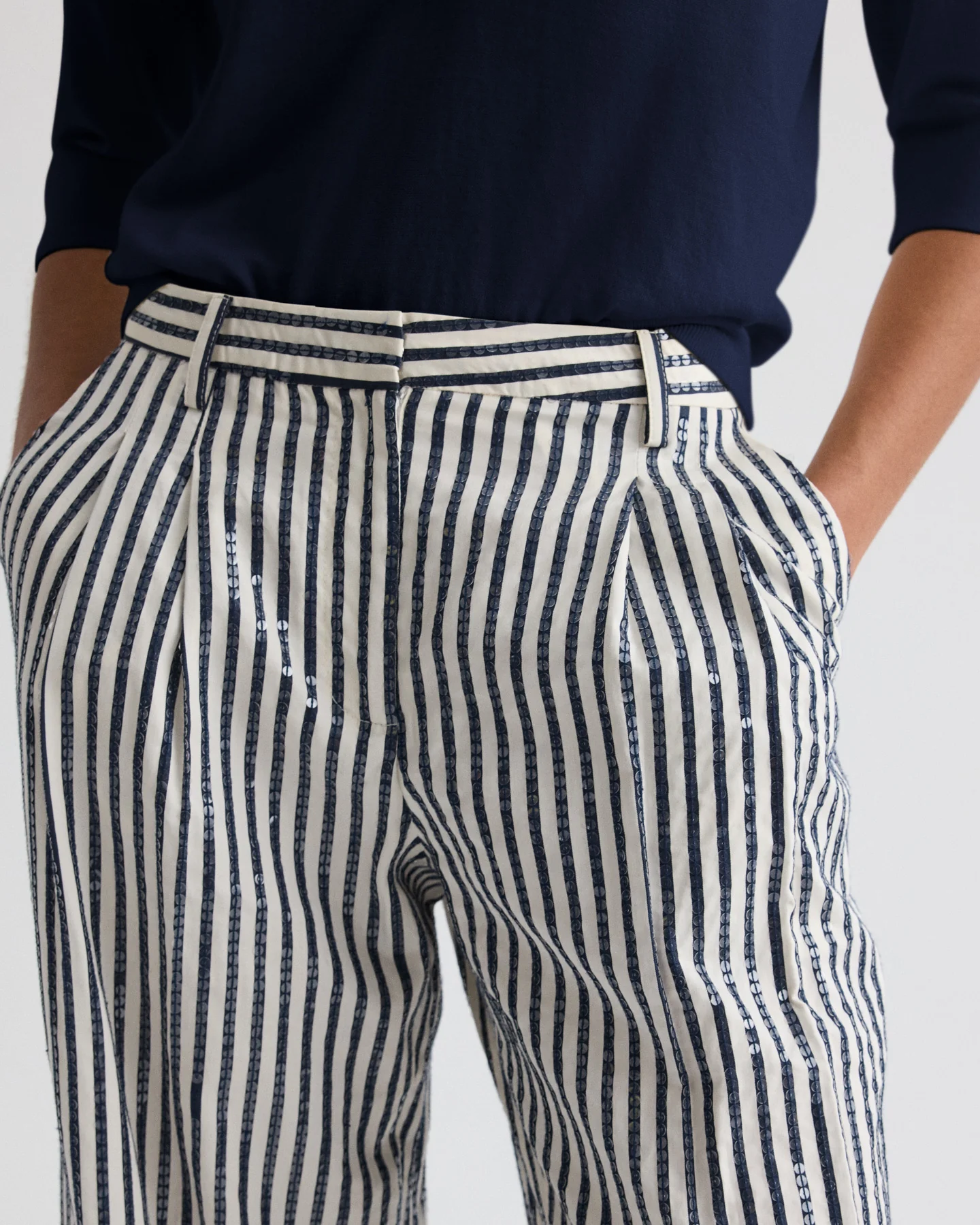 Sulli Pant in Clear Sequin on Stripe - Image 3
