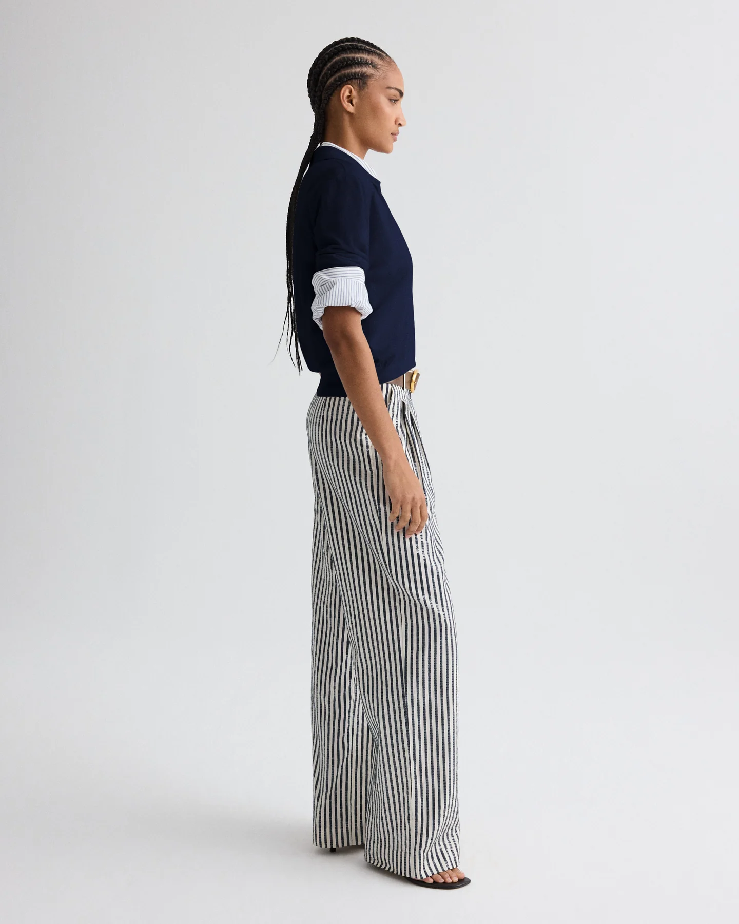 Sulli Pant in Clear Sequin on Stripe - Image 4